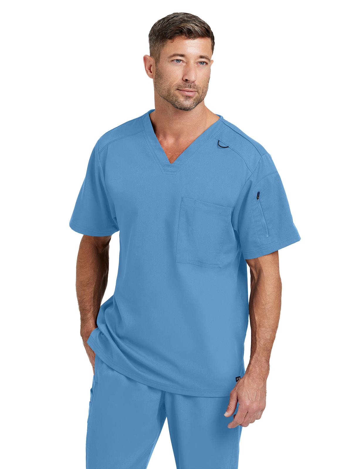 Grey's Anatomy Spandex Stretch - Men's Two-Pocket V-Neck Murphy Scrub Top 9