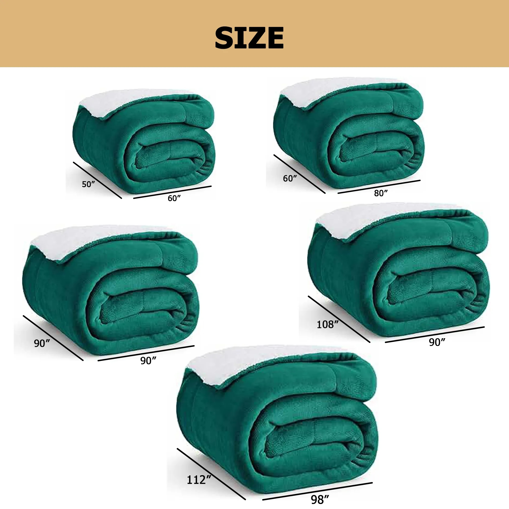 Soft Sherpa Fleece Throw Blanket 50"L x 60"W 18