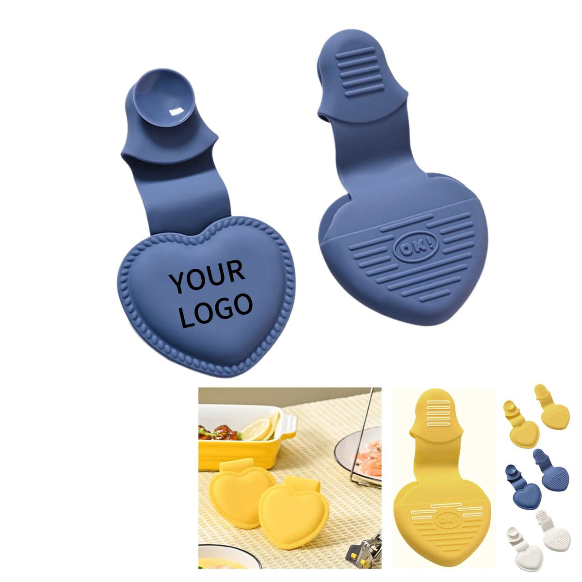 Heat Resistant Heart Silicone Oven Mitt Clips 6