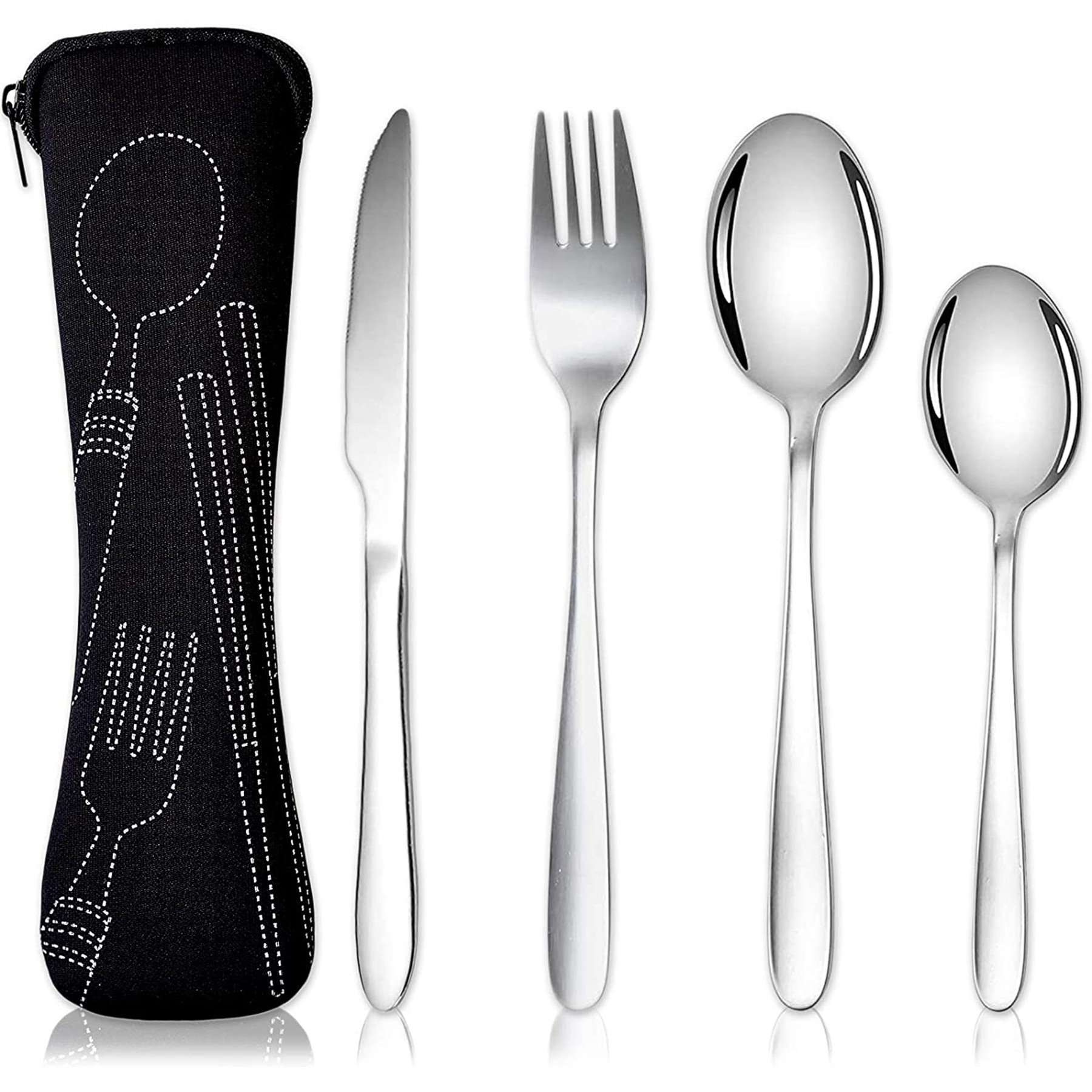 4 Pack Cutlery Set With Portable Pouch