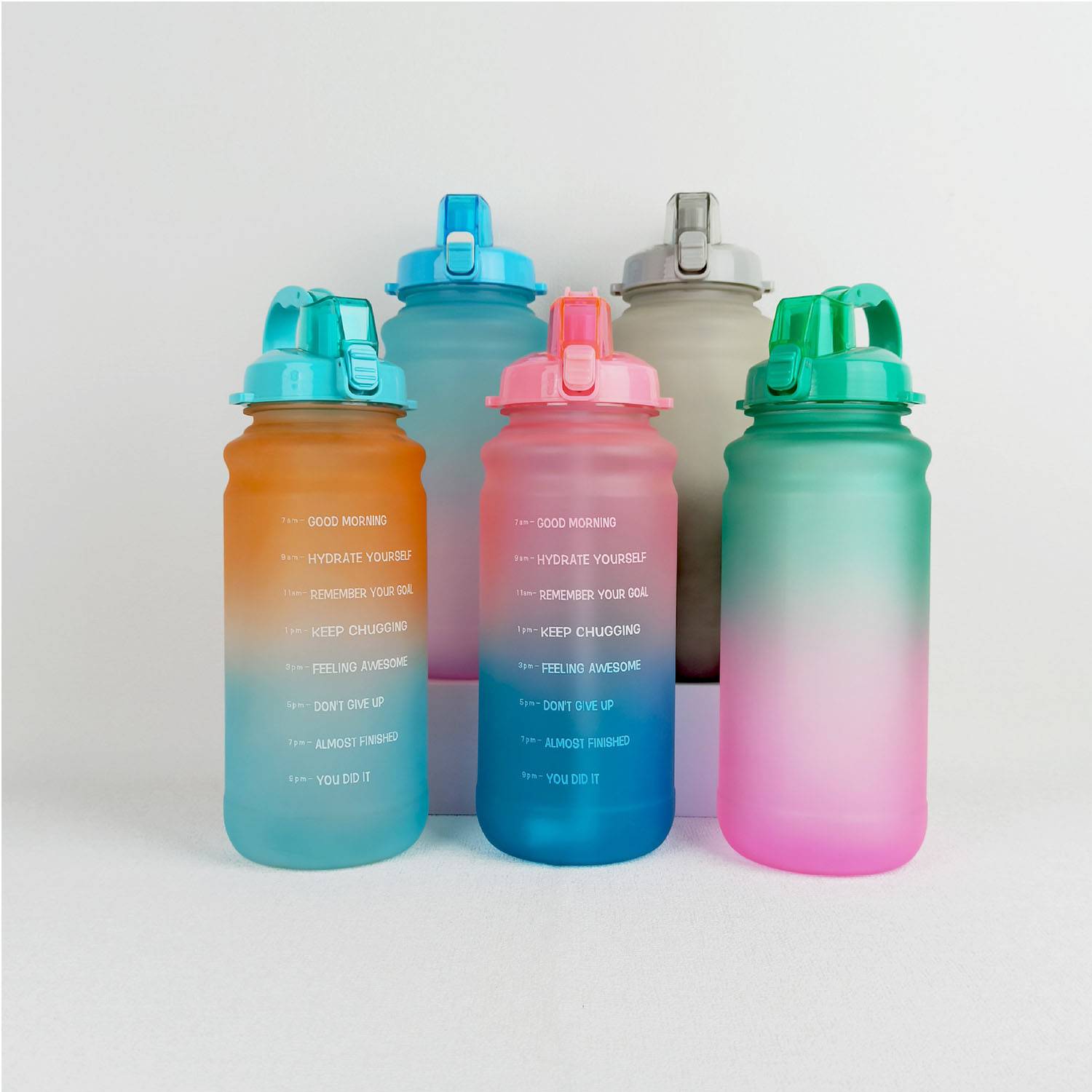 64Oz Motivational Time Marker Water Bottle W/ Straw 5