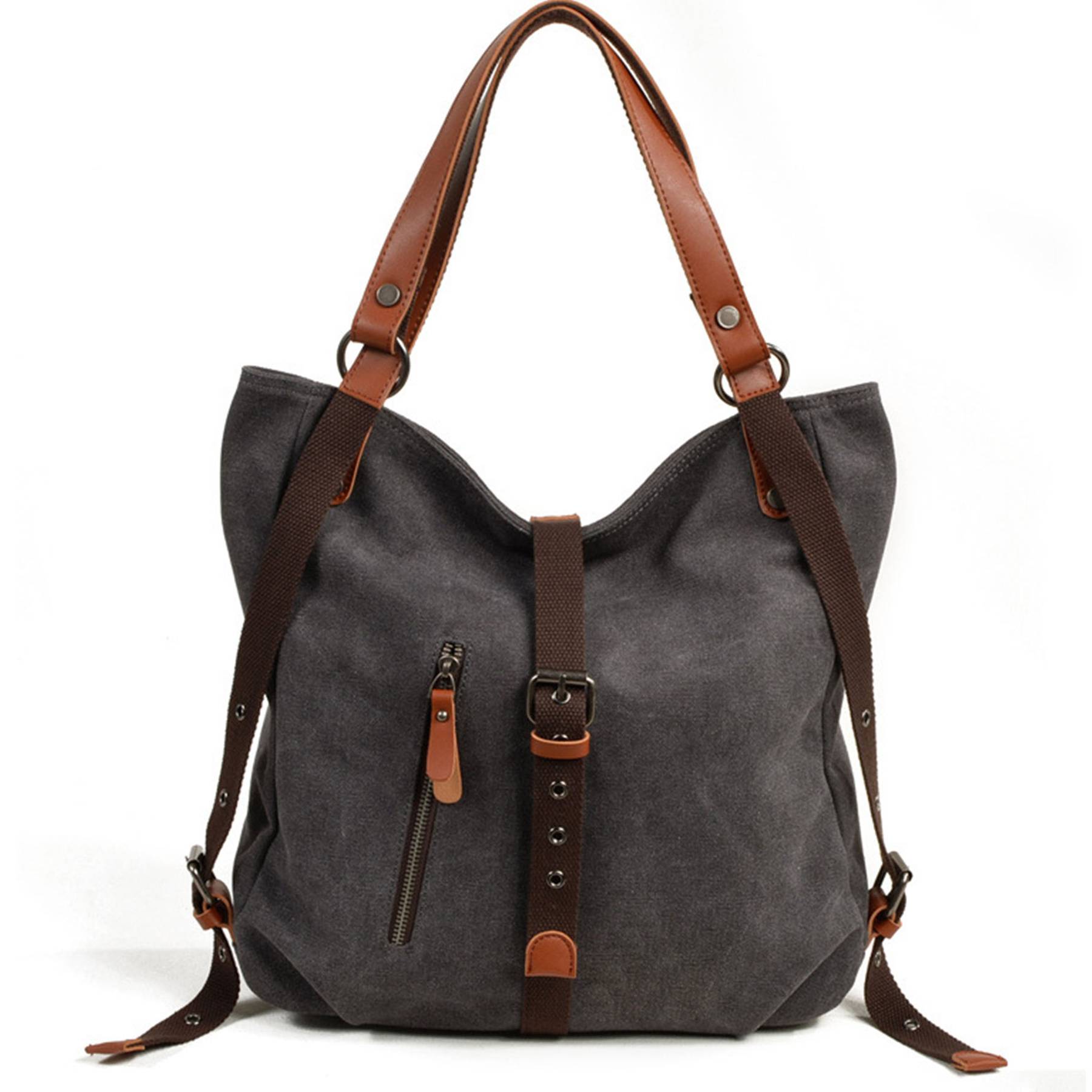 Canvas Multifunctional Shoulder Bucket Backpack 6
