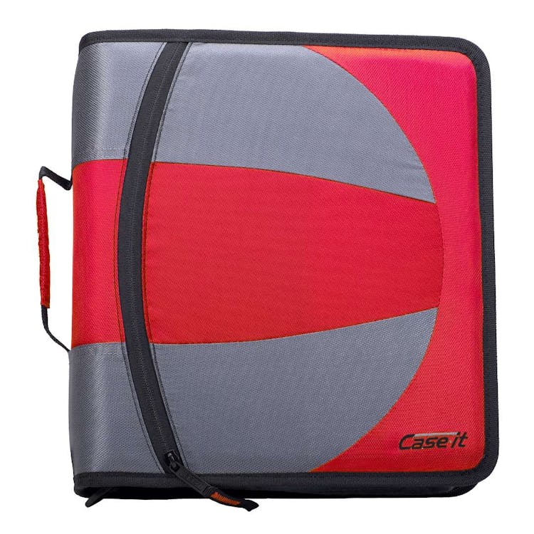 Case-It Dual Zipper Binders - Fire Engine Red 3" 1