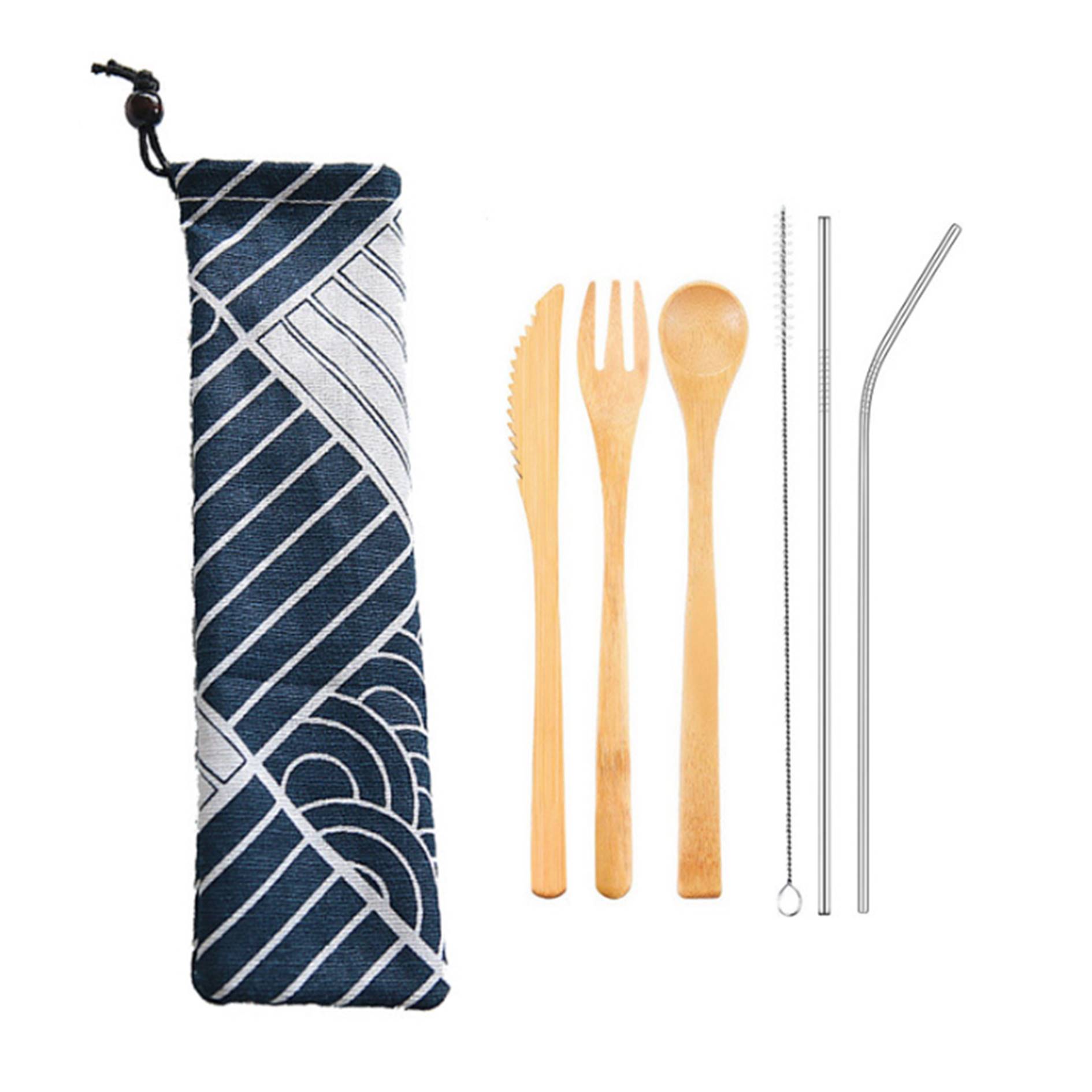 6 Pieces Bamboo Utensil Set w/Pouch 3