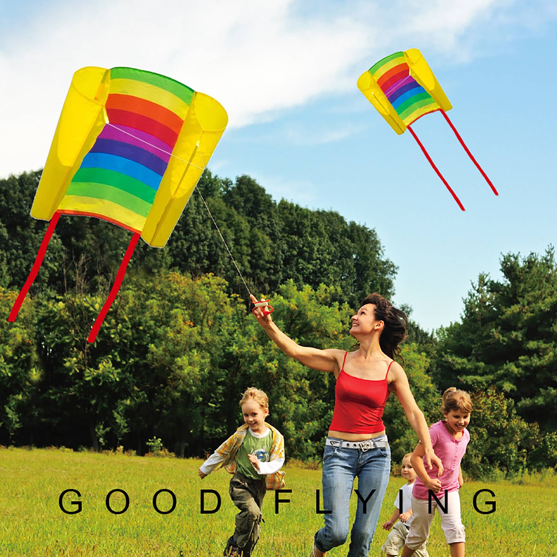 Portable Rainbow Kite with Long Colorful Tails 4