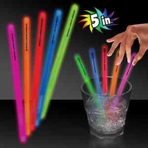 Orange 5" Single Color Light Up Glow Swizzle Stick(Pad Print)