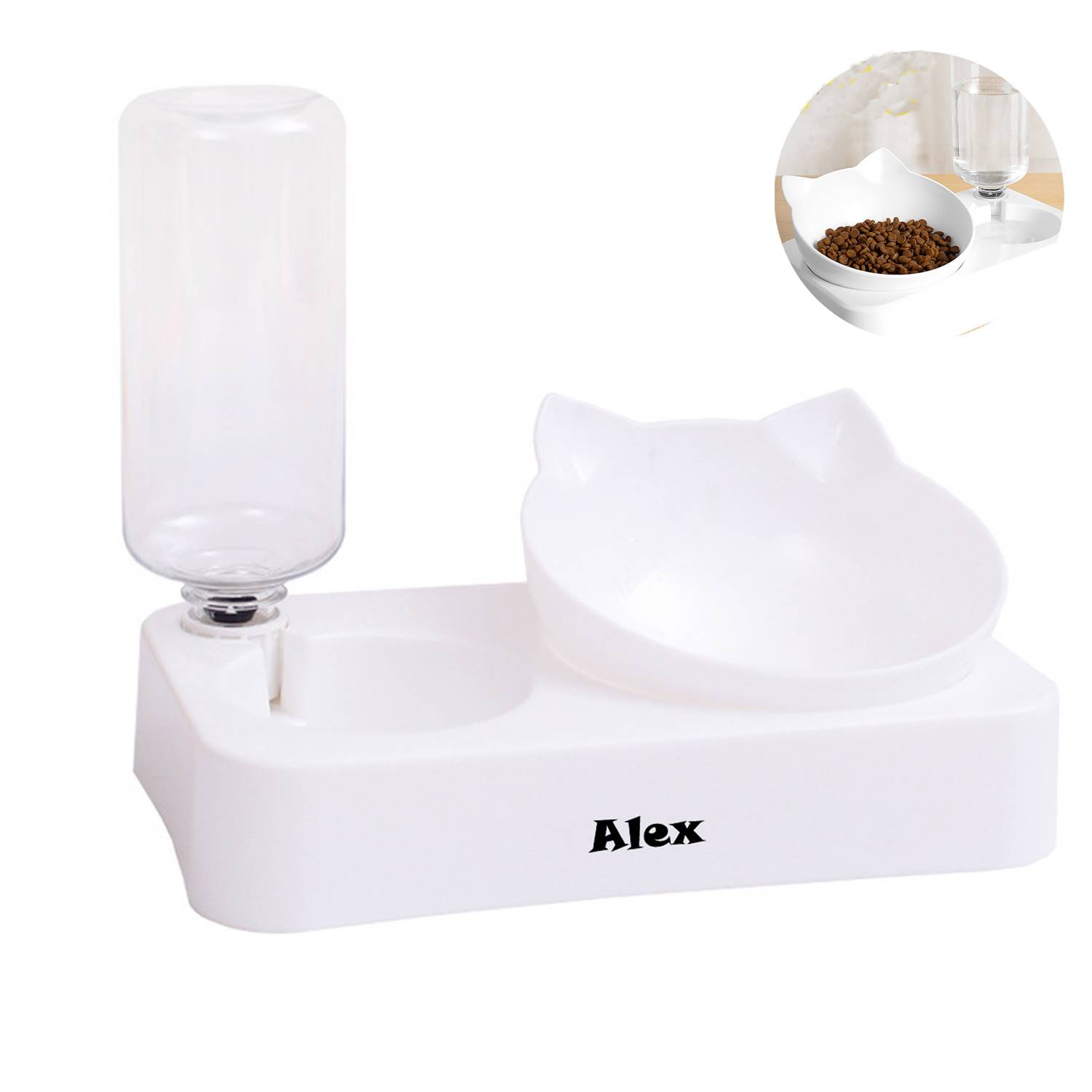 Cat Water Fountain and Food Bowl 2