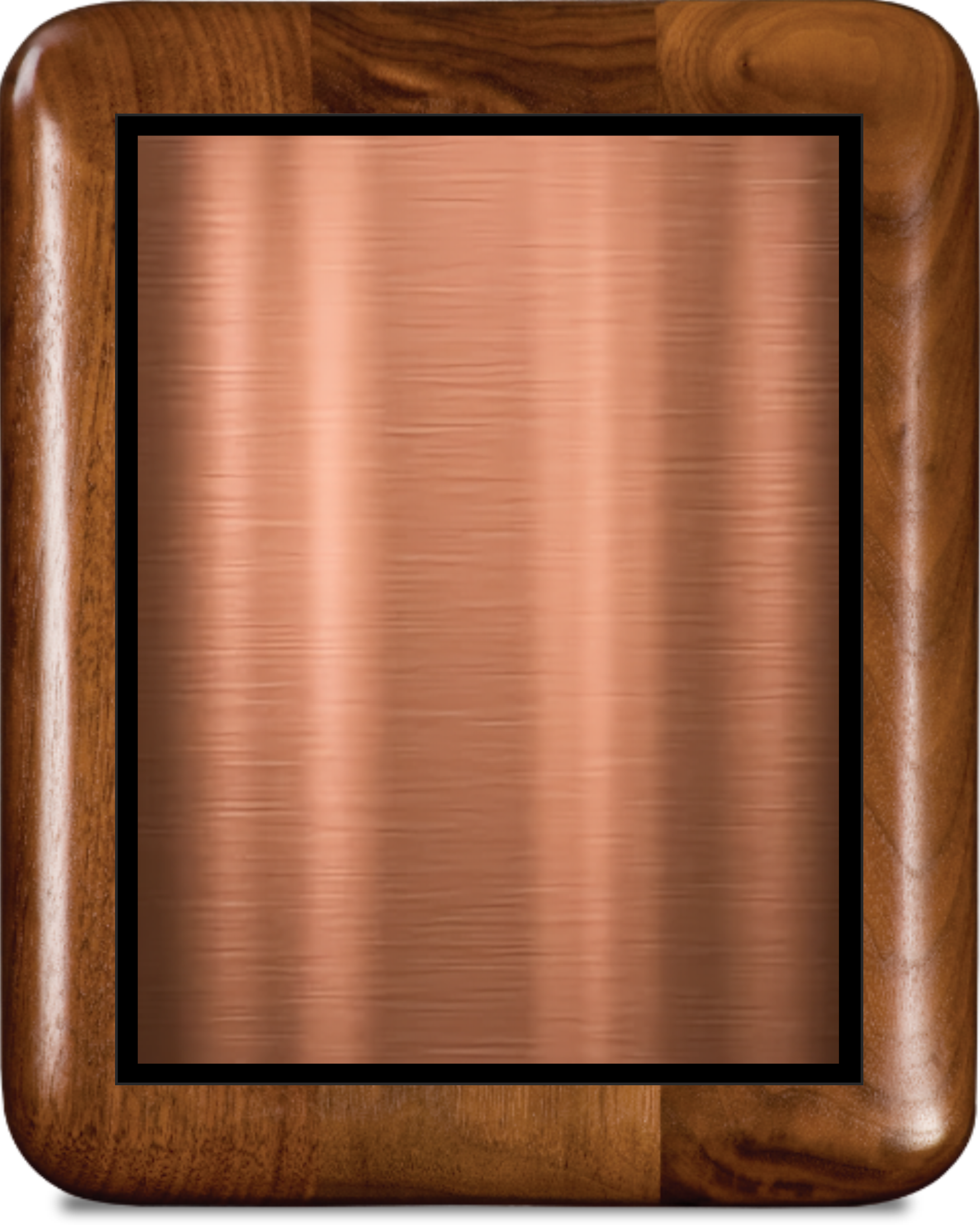 Walnut Elliptical Edge Round Corner Plaque/w Double Plate 9