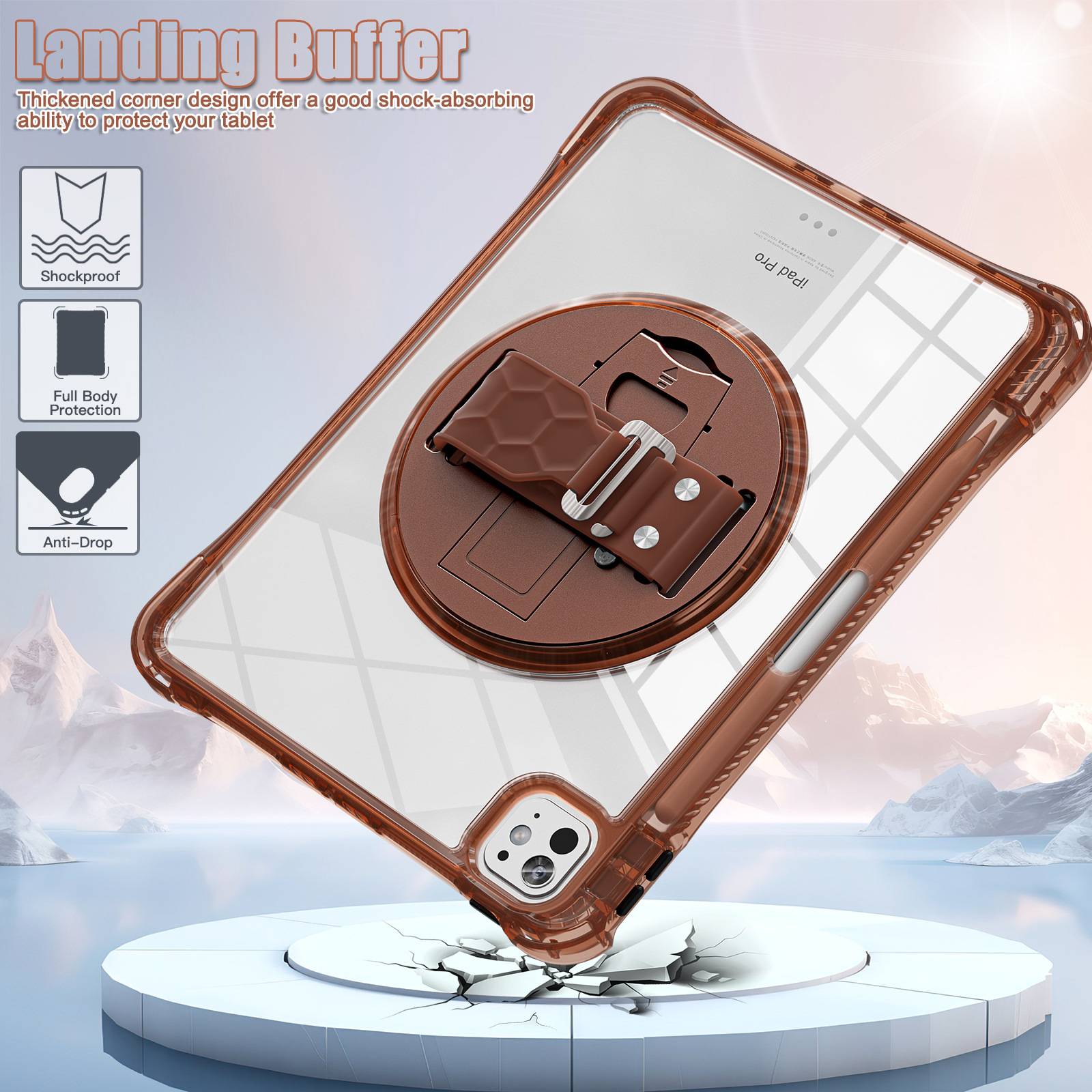 Transparent acrylic rotating stand 10.2 anti-fall case wit 4