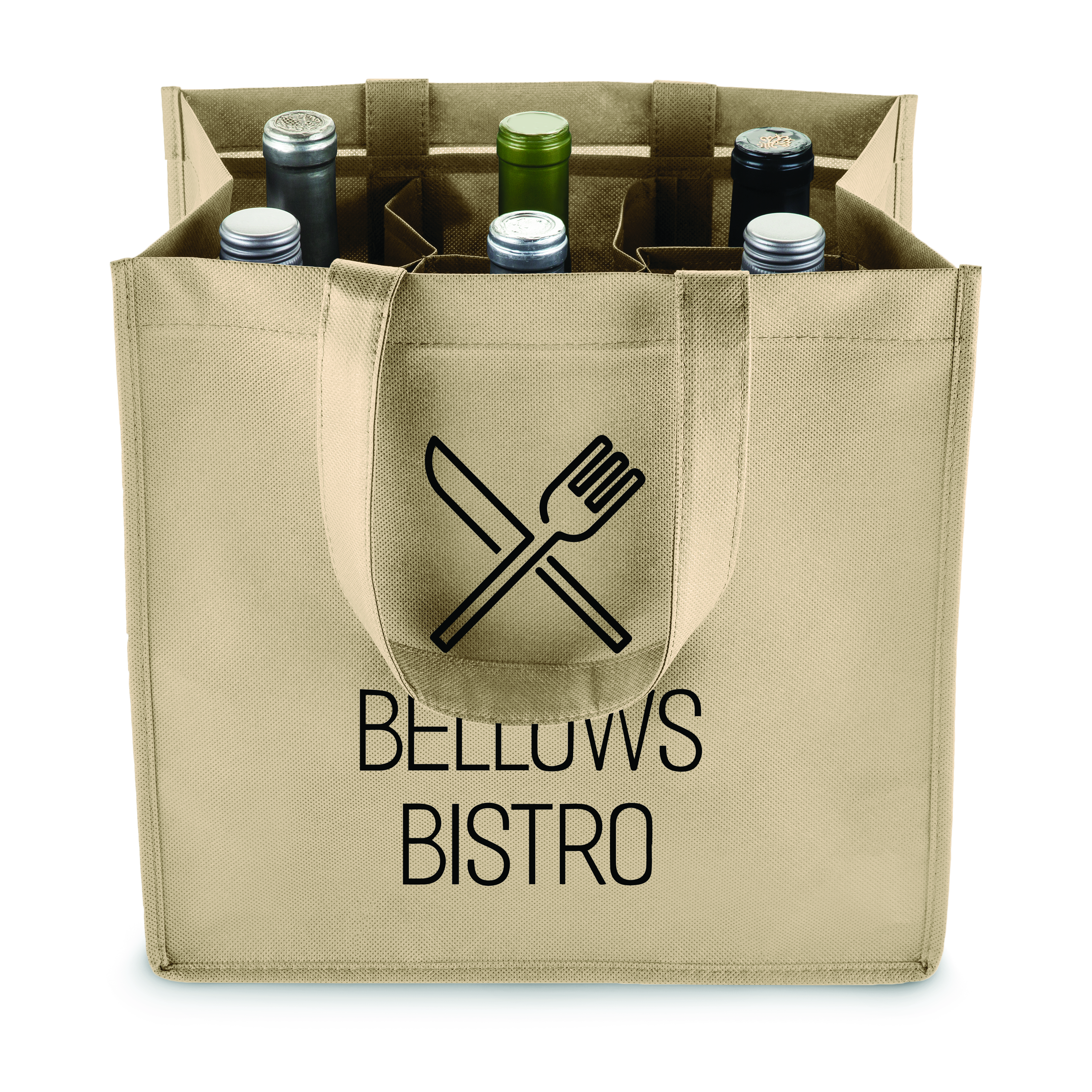 True® 6 Bottle Non-Woven Wine Tote 1