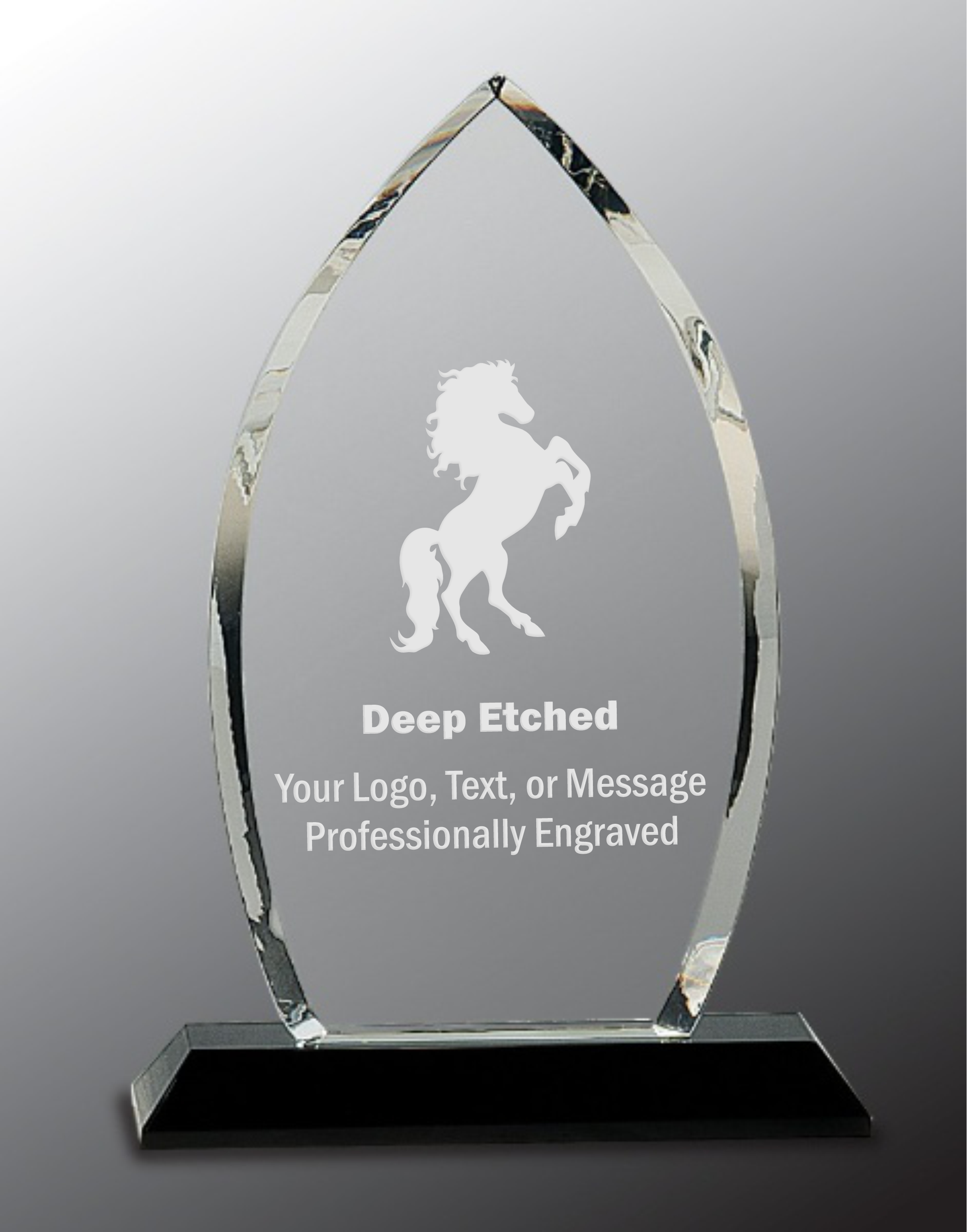 9 1/2" Clear Crystal Oval Award on Black Pedestal Base