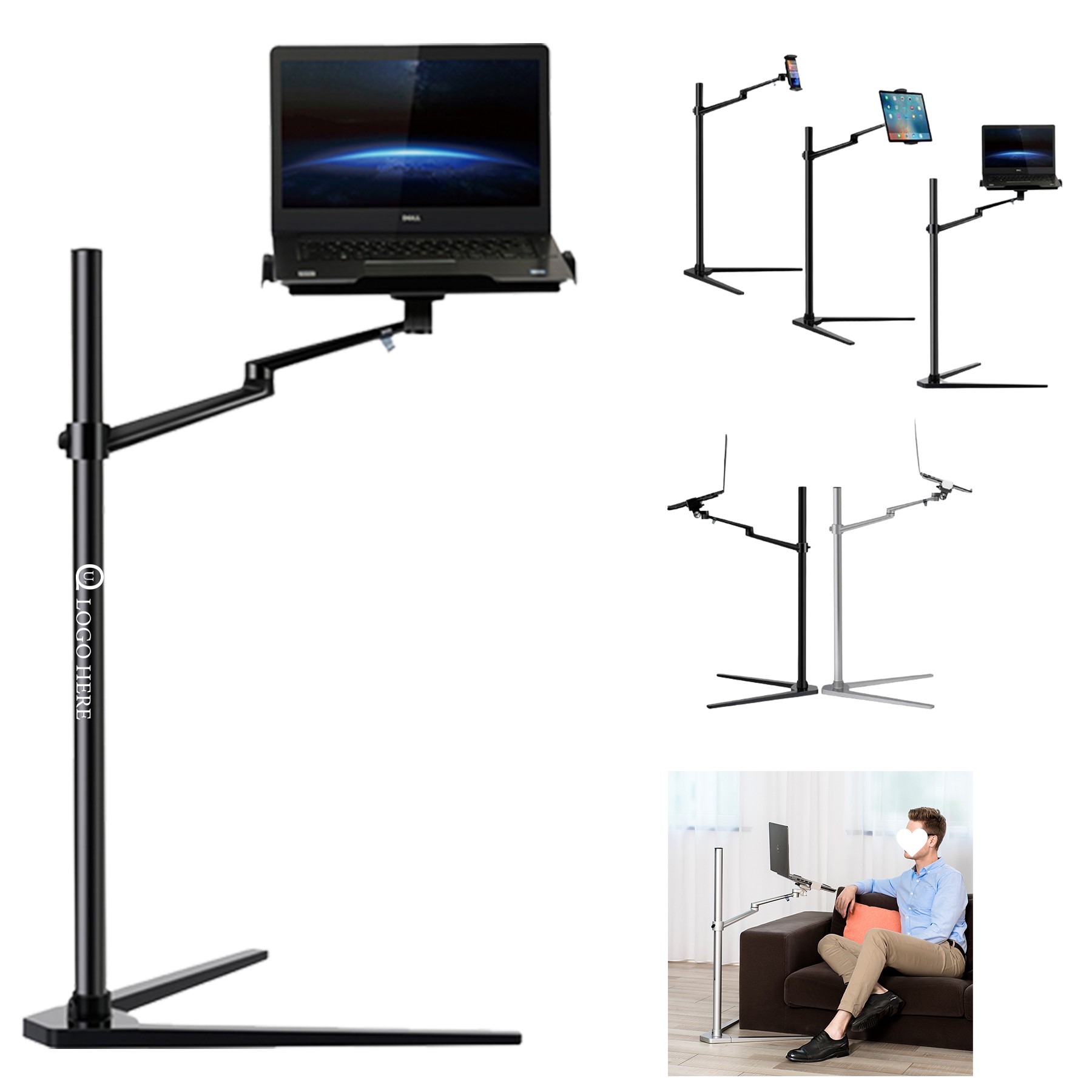 Floor Arm Mount Stand For Laptop & Cellphone