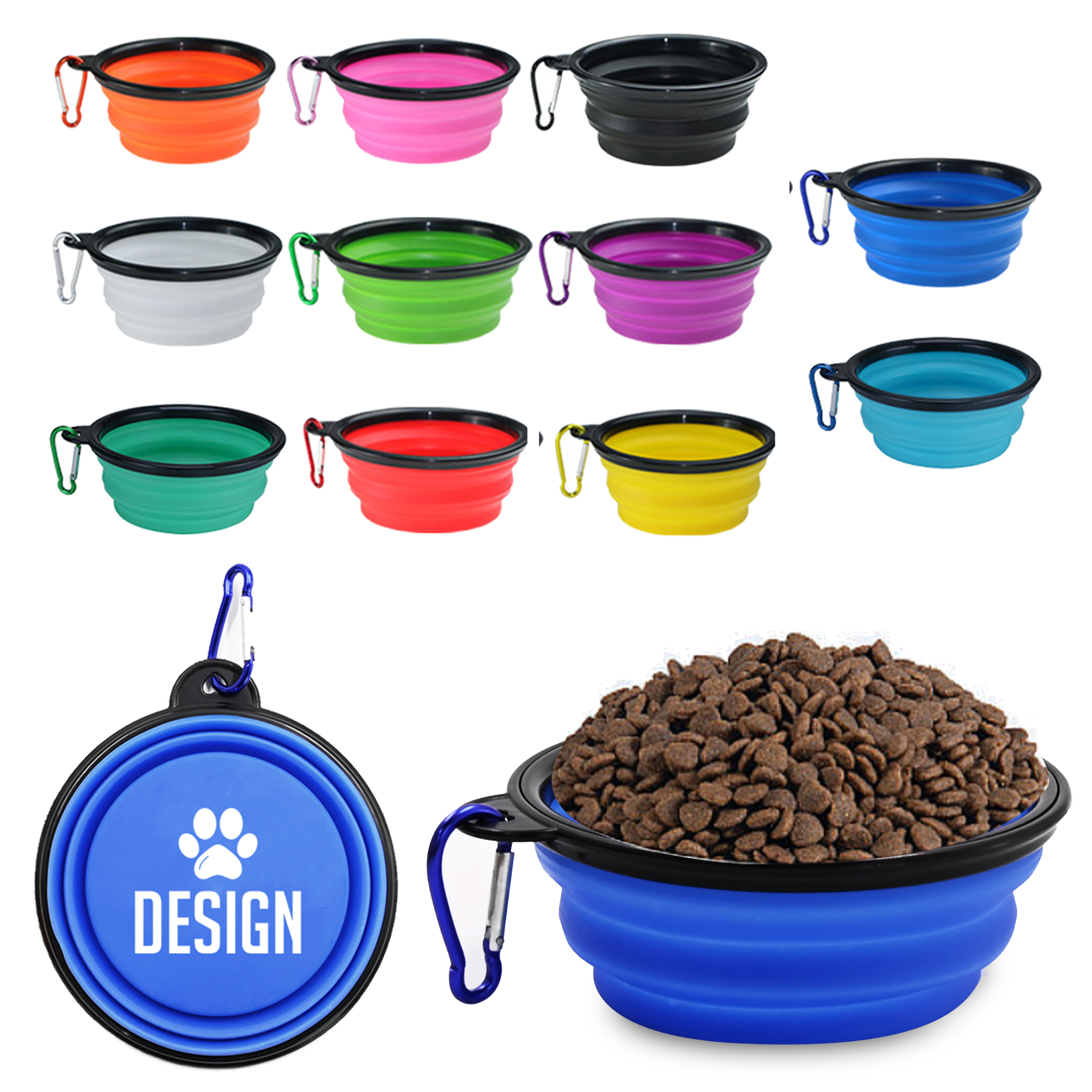 Compact Foldable Dog Bowl with Carabiner for Camping 3