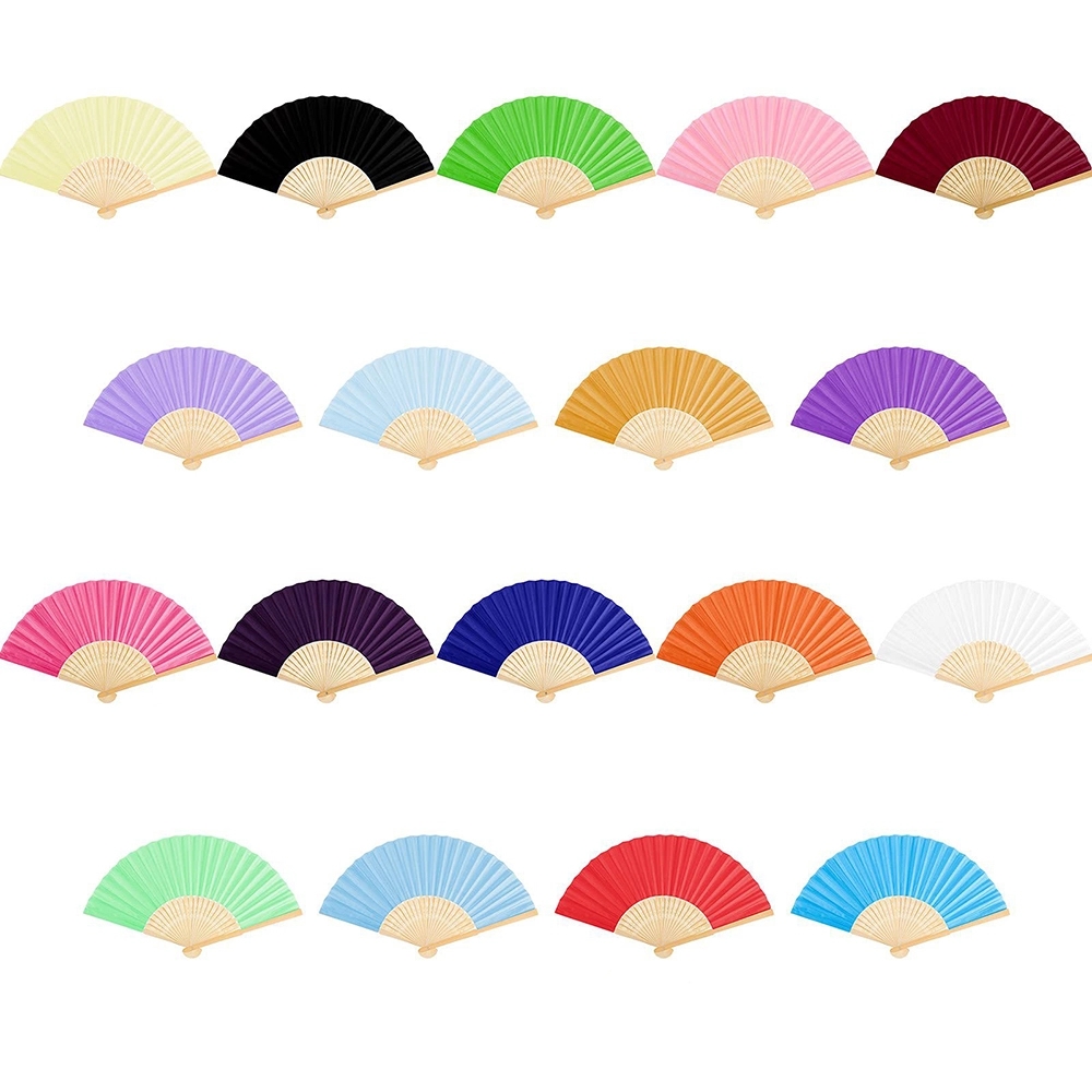 Full Color Bamboo Fabric Folding Handheld Fan Hand-Crafted 2