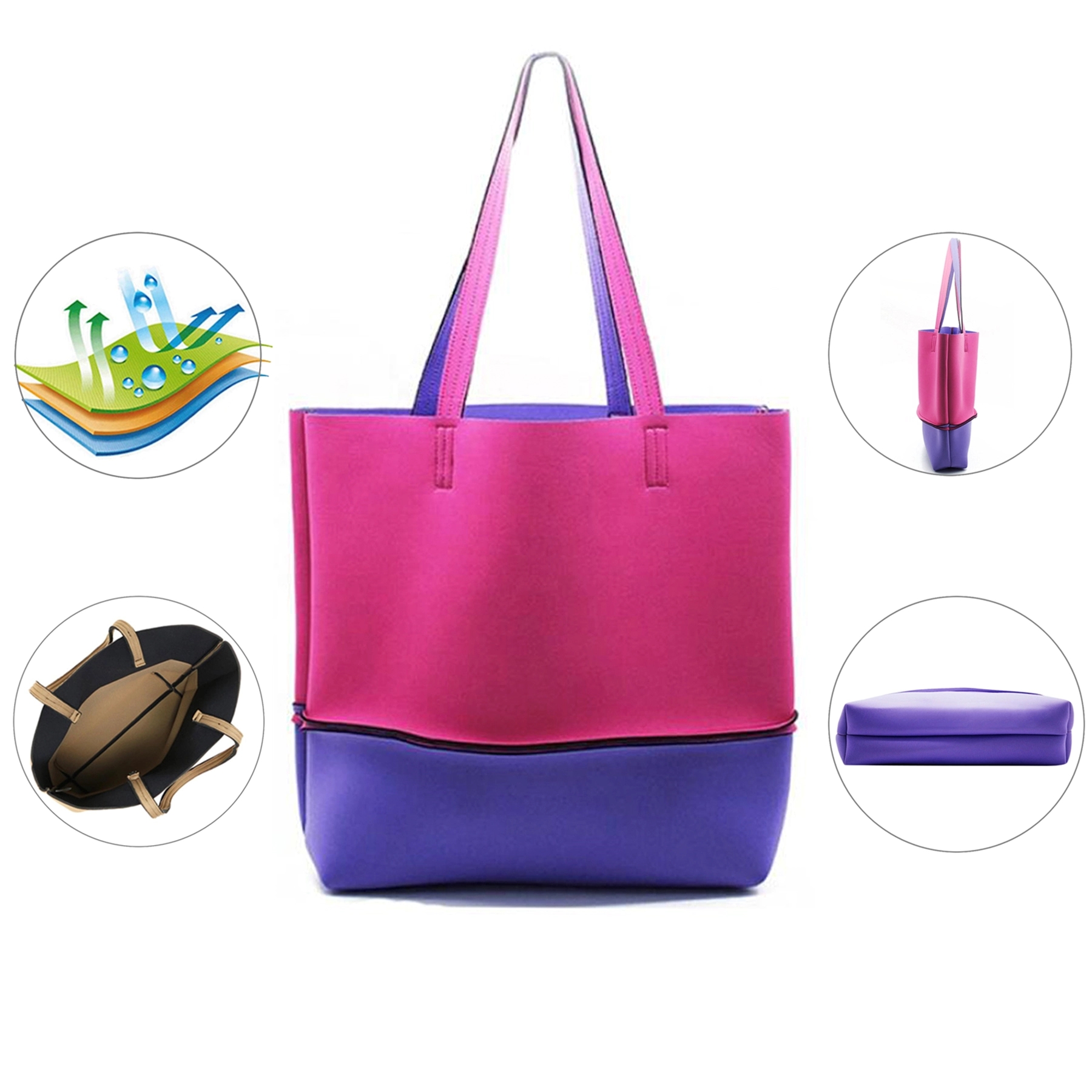 Neoprene Tote Bag with Zippered Pocket 4