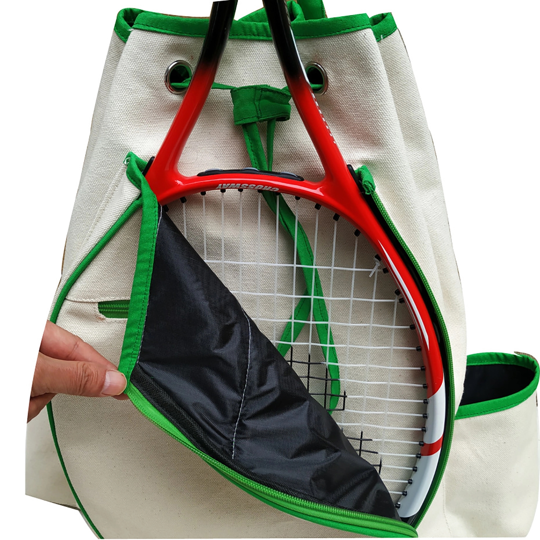 Tennis Canvas Backpack Lightweight Racket Bag 6