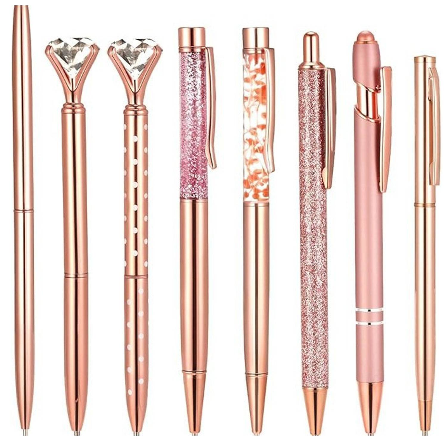 8 pcs Crown Quicksand Ballpoint Pen Stationery Gift Set 6