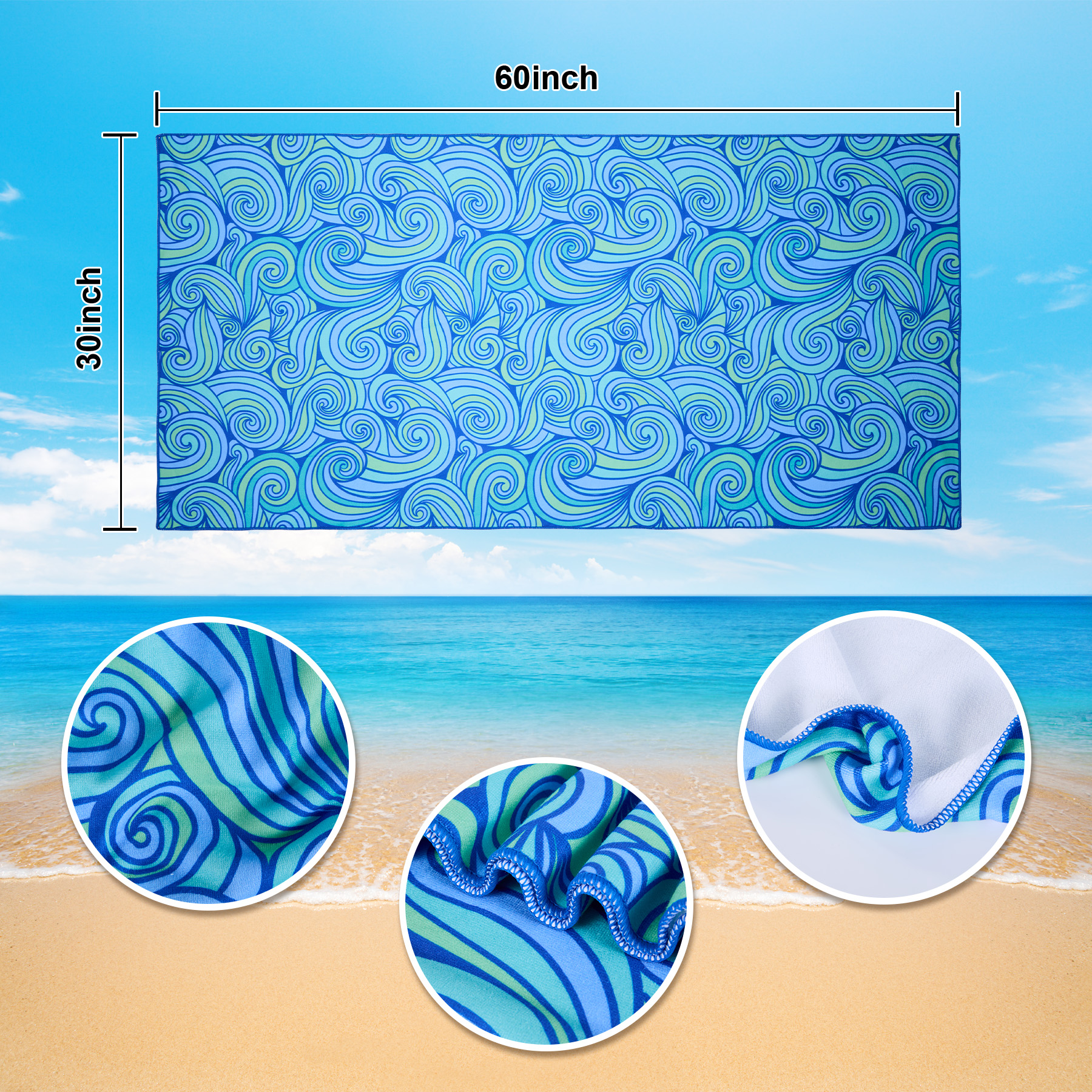 Sublimated Quick Dry 400GSM Microfiber Beach Towel 9