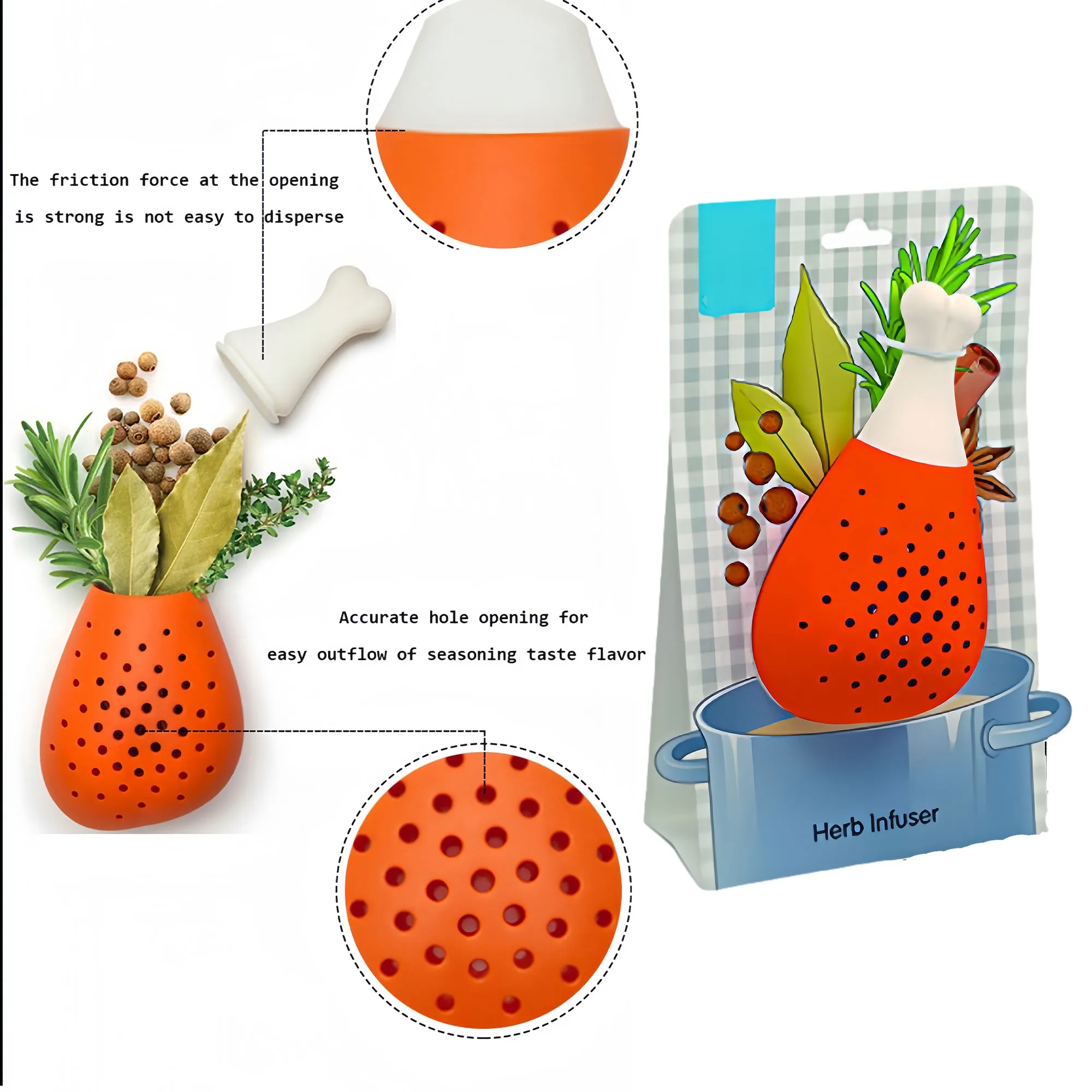 Premium Chicken Leg Silicone Strainer For Soup And Spices 5