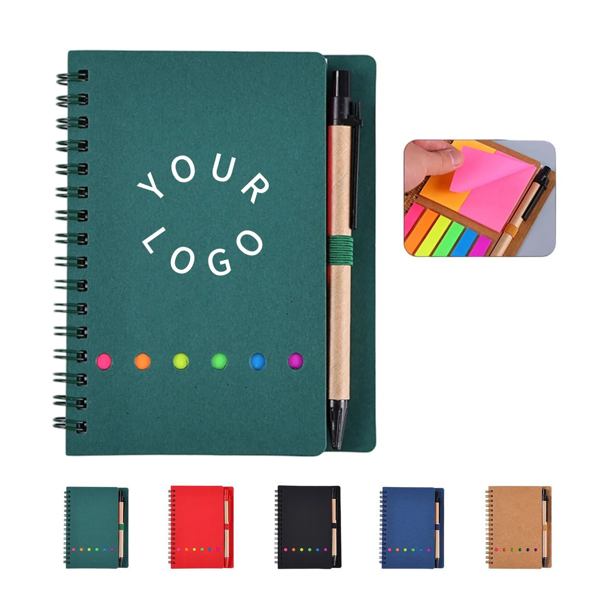 Portable Kraft Paper Journal with Sticky Notes 2