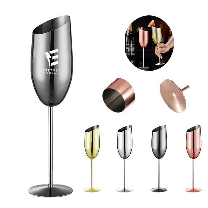 Stainless Steel 8oz Wine Cup Gold Plated Goblet Tumbler Glasses 2