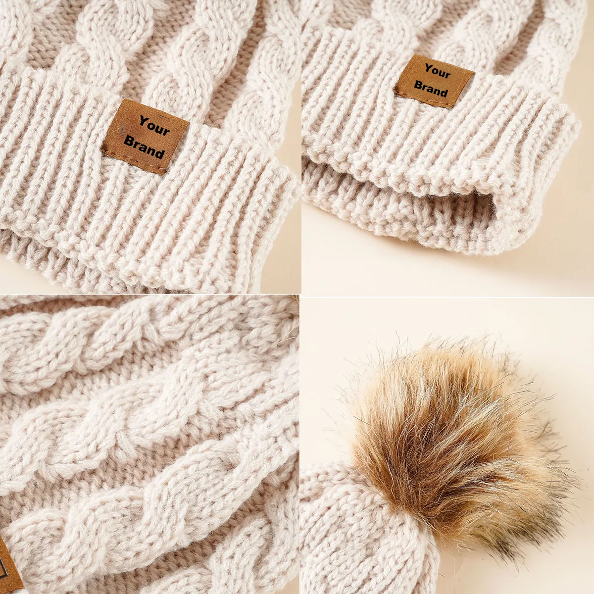 Women Winter Pompom Beanie Hat with Warm Fleece Lined 3