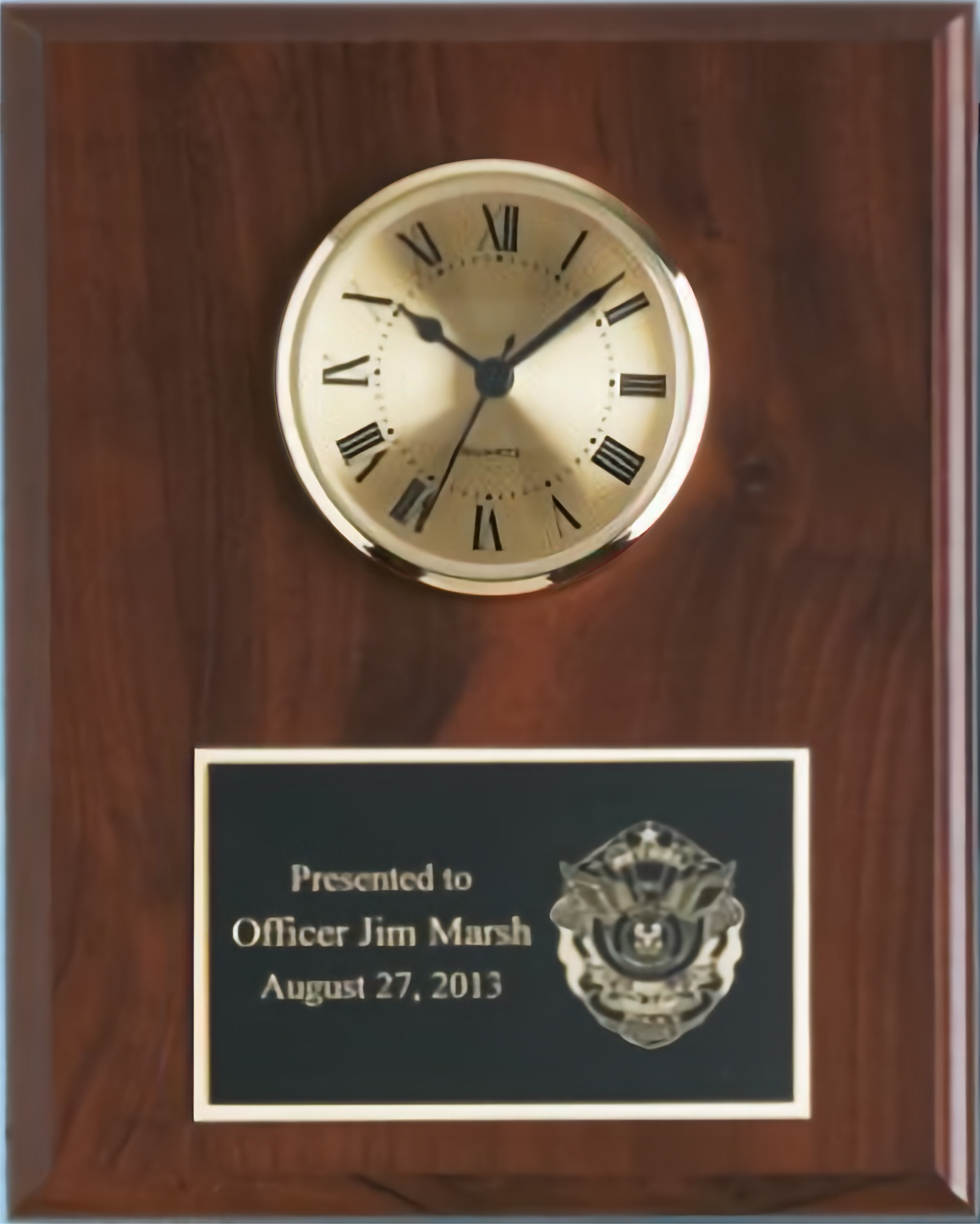 Cherry Solid Wood Plaque W/ Clock (8" X 10") 6