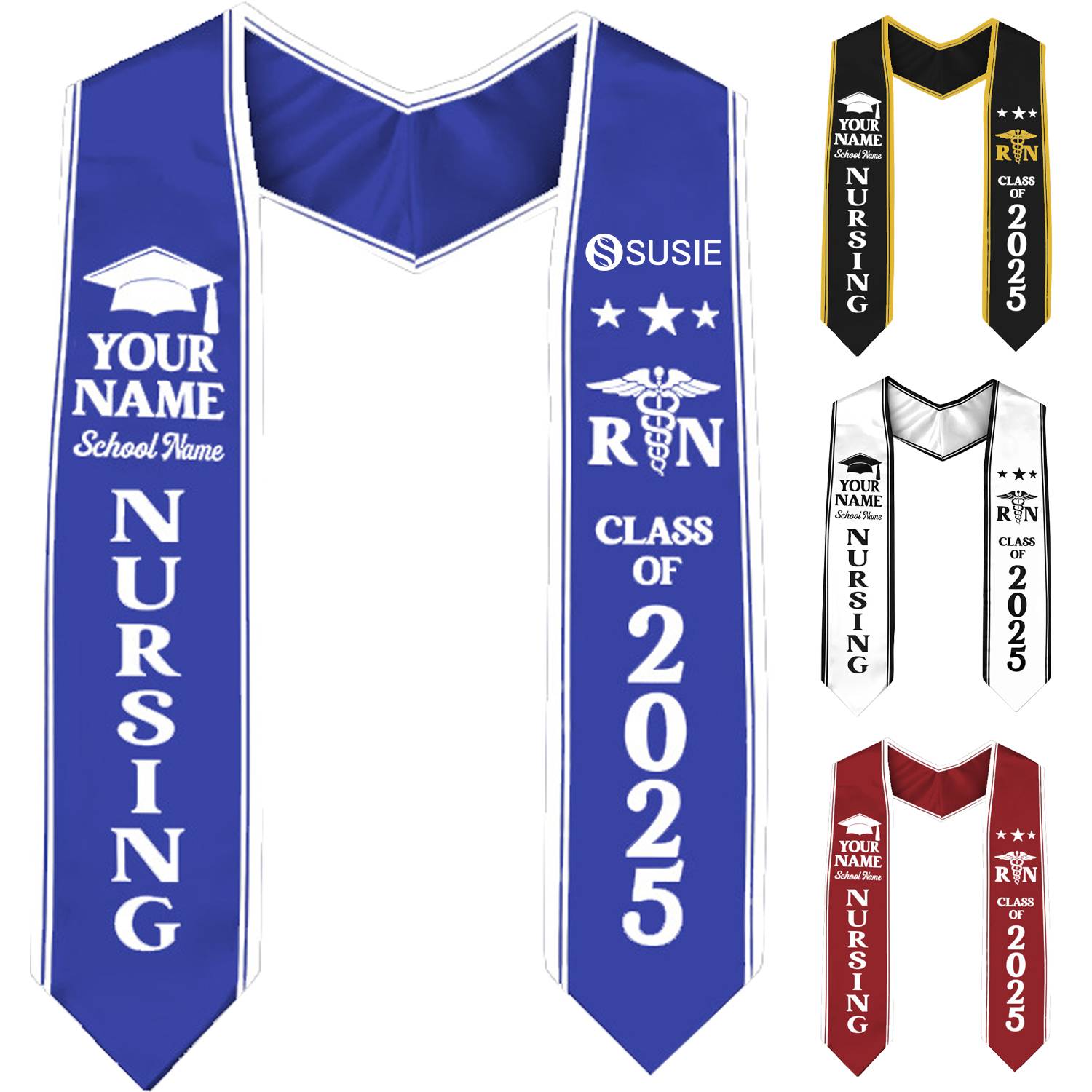 65" Custom Unisex Wearproof Graduation Stole Sash w/ Name 4