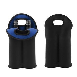 Neoprene Dual Color 2 Bottle Wine Bag With Cutout Handles 26