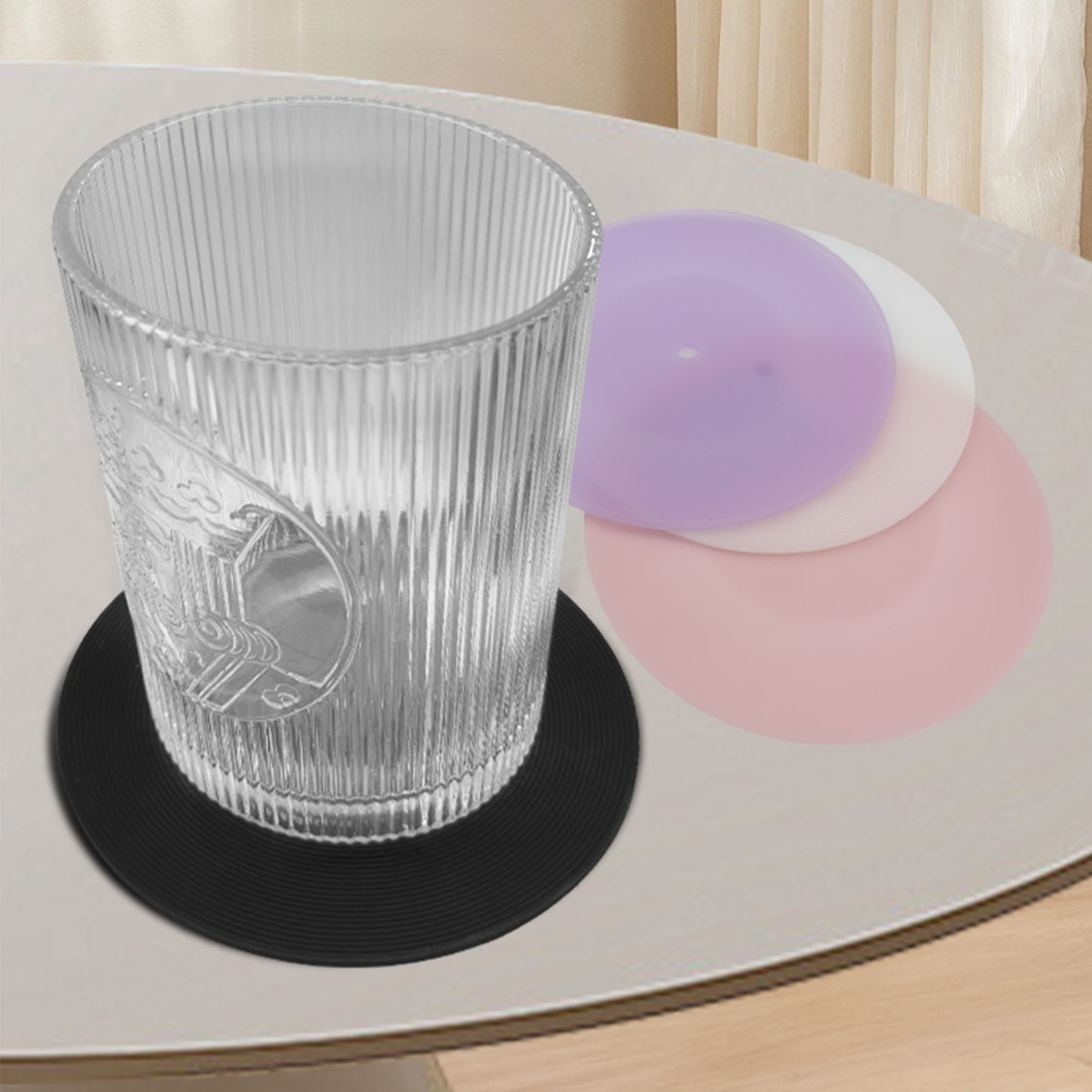 Round record silicone heat-insulating coaster 3