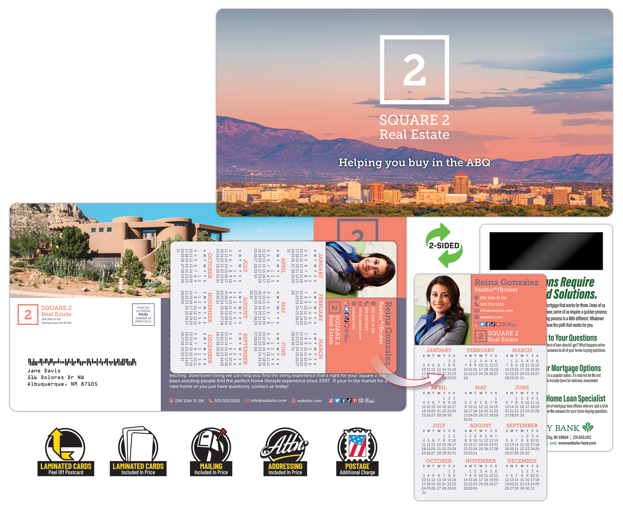 Laminated Postcard (10.5x5.5) 14pt with 3.5" x 6" Laminated Card with 1" x 3" Magnet 3