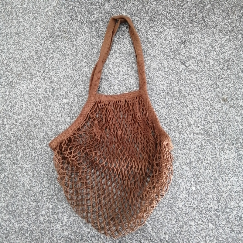 Long Handle Reusable Cotton Mesh Bag for Fruit Vegetables, custom tote bag with logo imprint 8