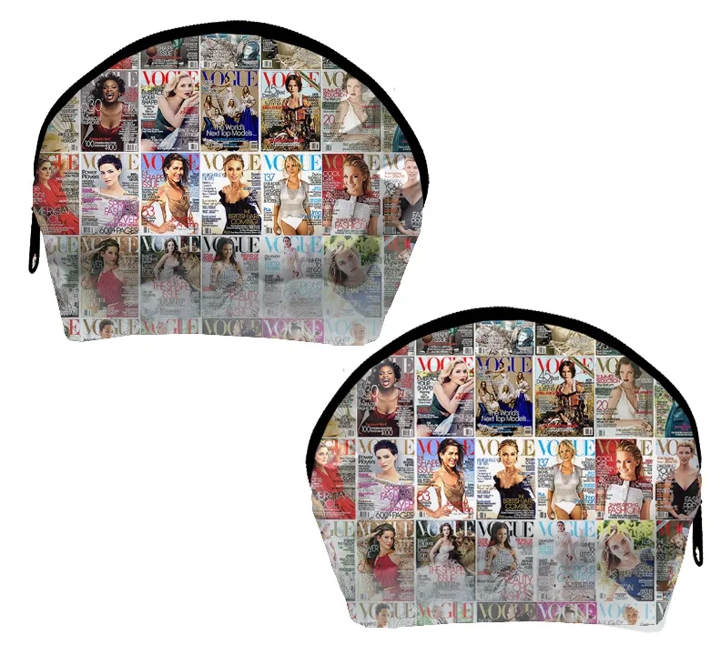 Half Moon Cosmetic Bag with Clear Vinyl Overlay 4