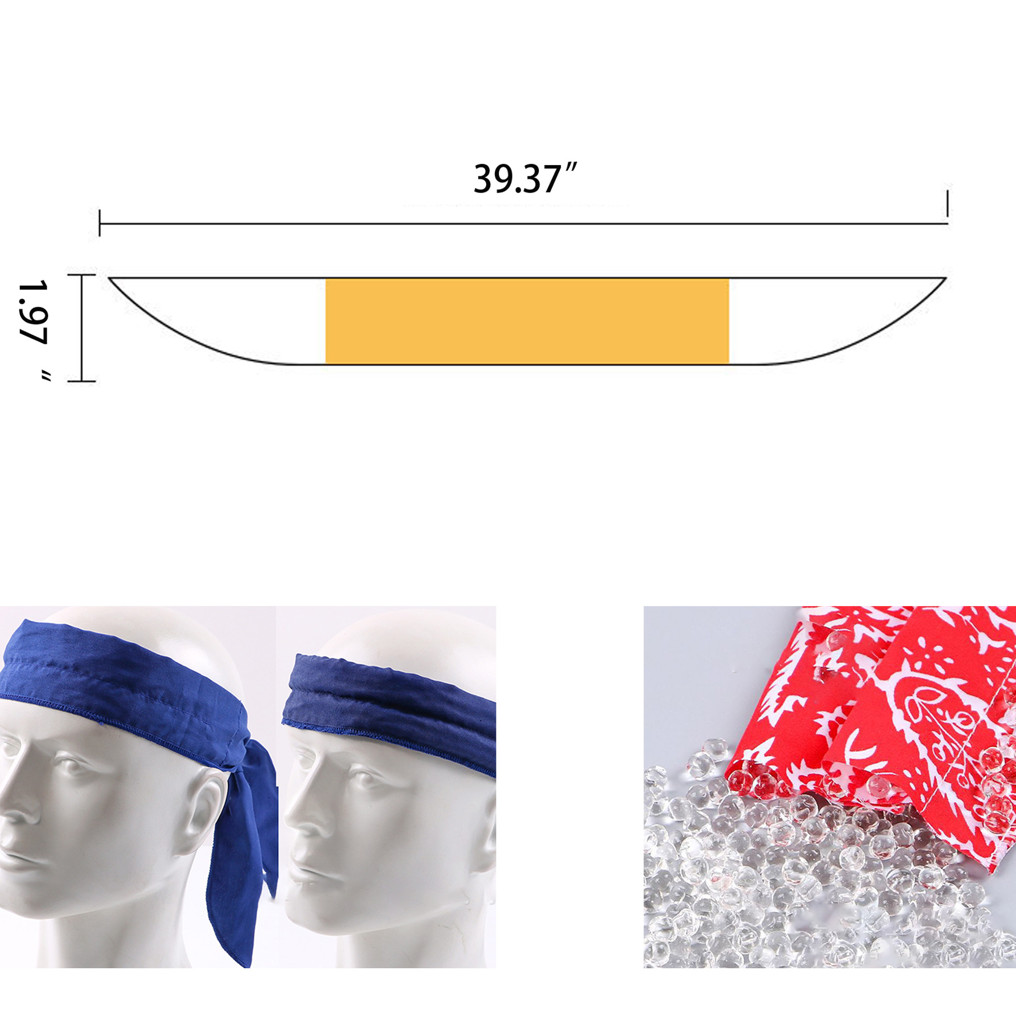 MOQ 100 Cotton Cooling Gel Bandana Head Band 4