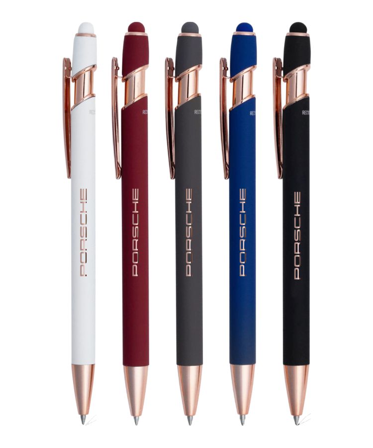 Union Printed - Satin Soft Stylus Gel Click Pen w/ Rose Gold trim 3