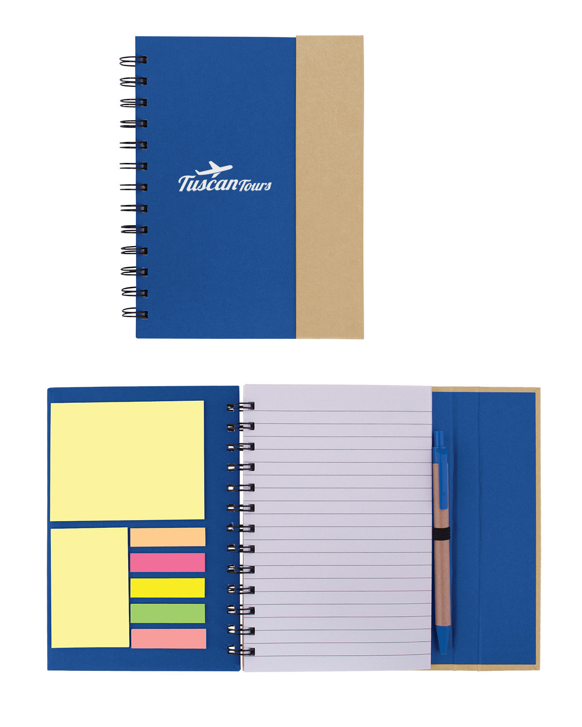 Spiral Notebook With Sticky Notes & Pen 5.75" x 7.25" 1
