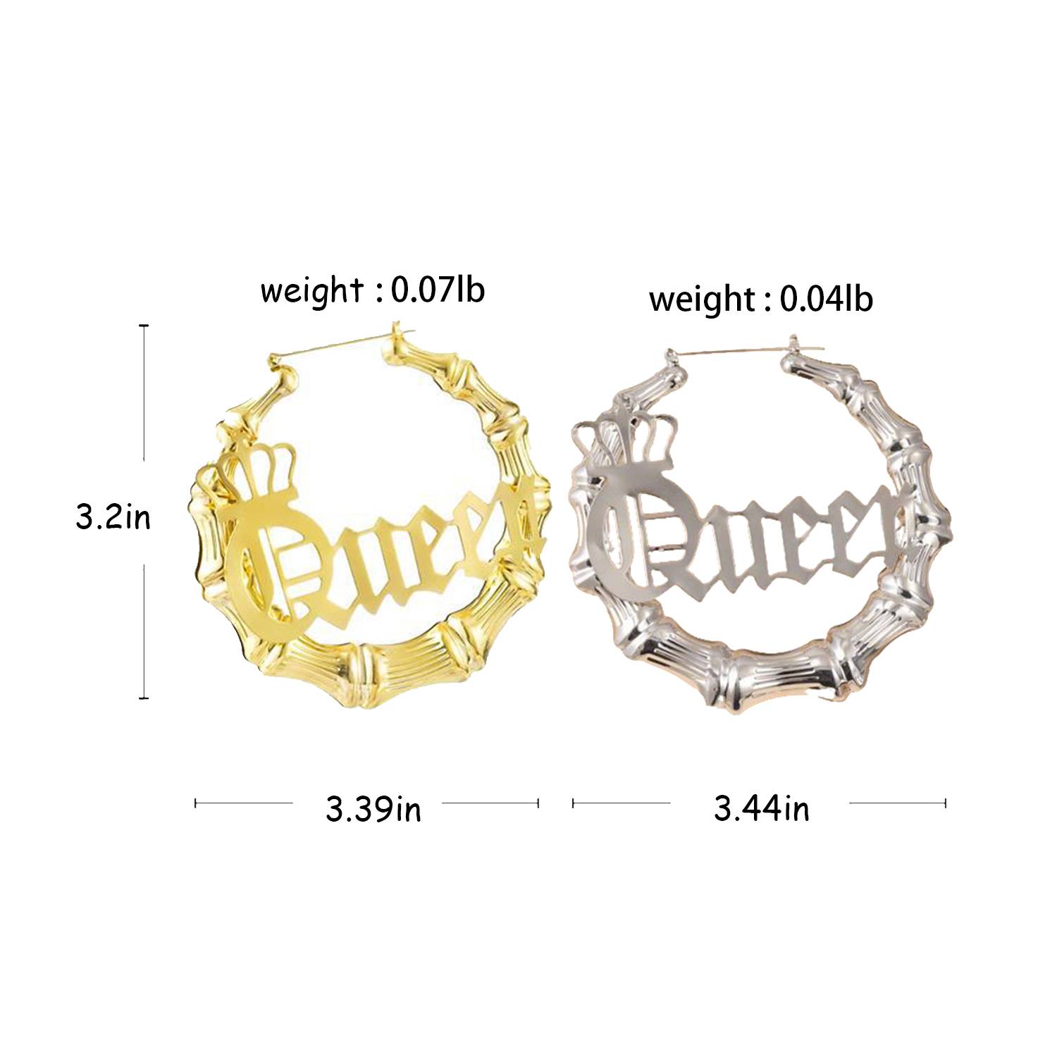 Custom Large Hollow Queen Letter Design Earrings 2