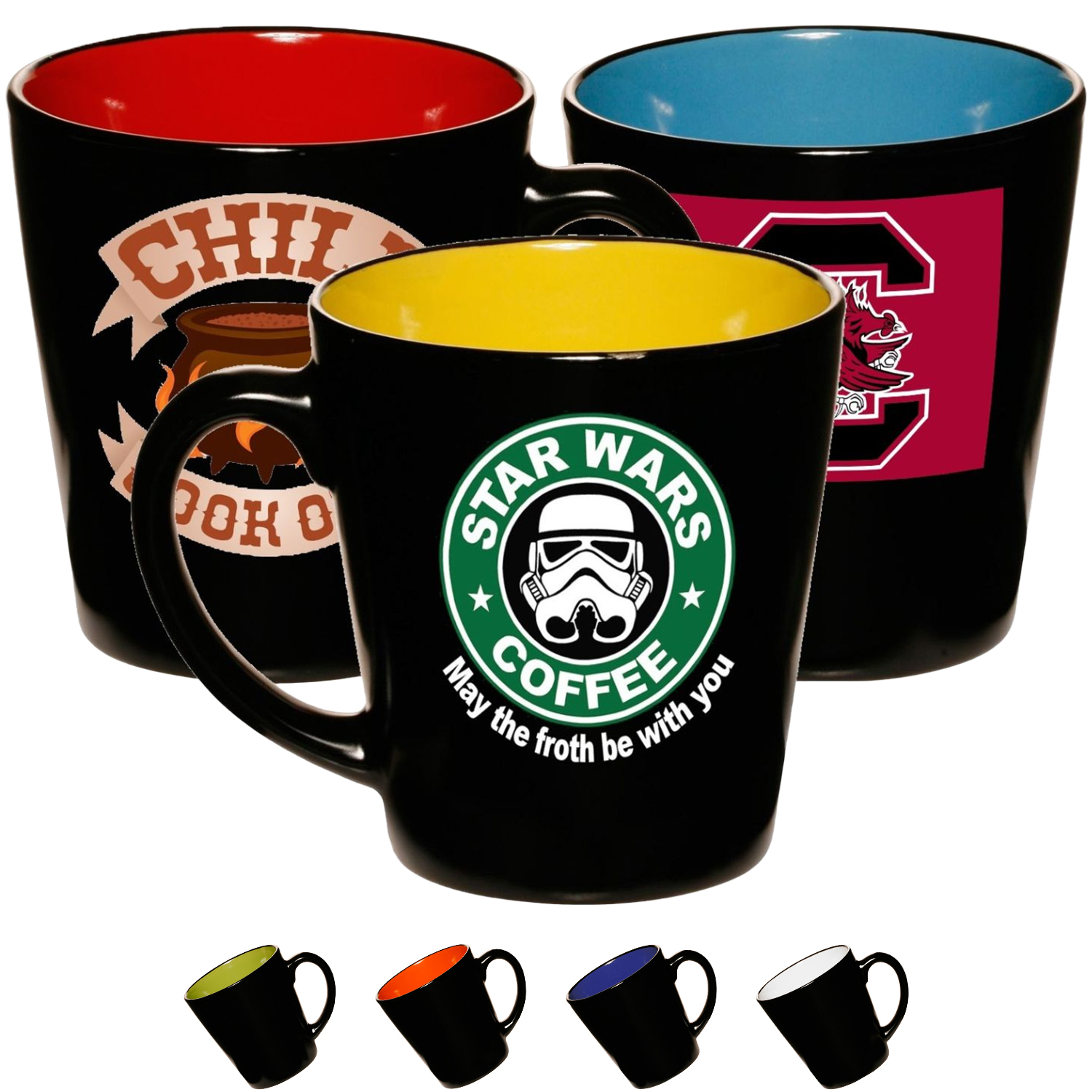Two-Tone Ceramic Coffee Mugs 12 oz. Classic Latte Mug 1