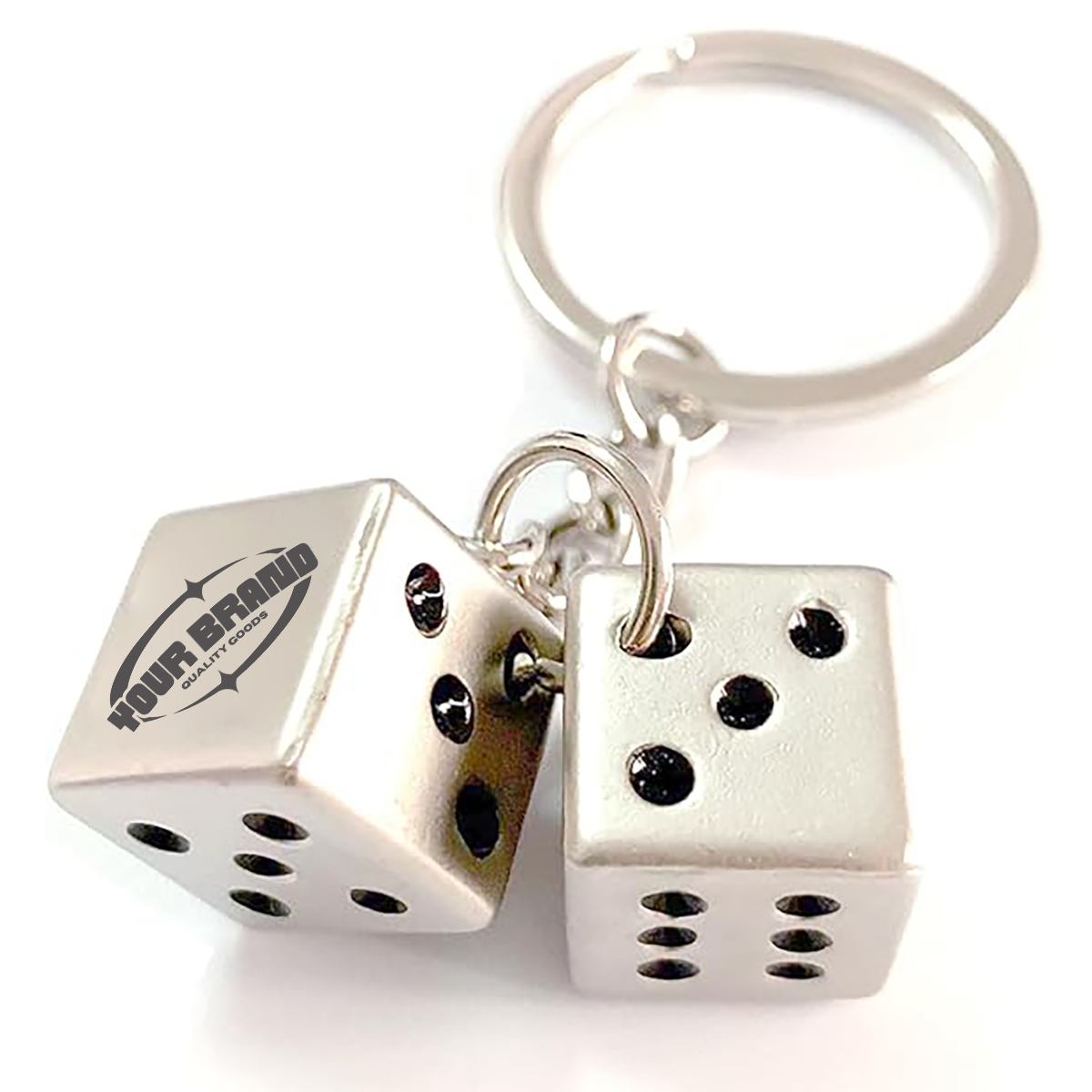 Lucky Silver Metal Dice Keychain Stylish And Fortunate Charm 4
