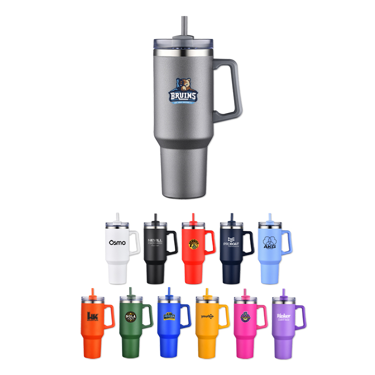 40 Oz. Travel Mug with Handle & Straw