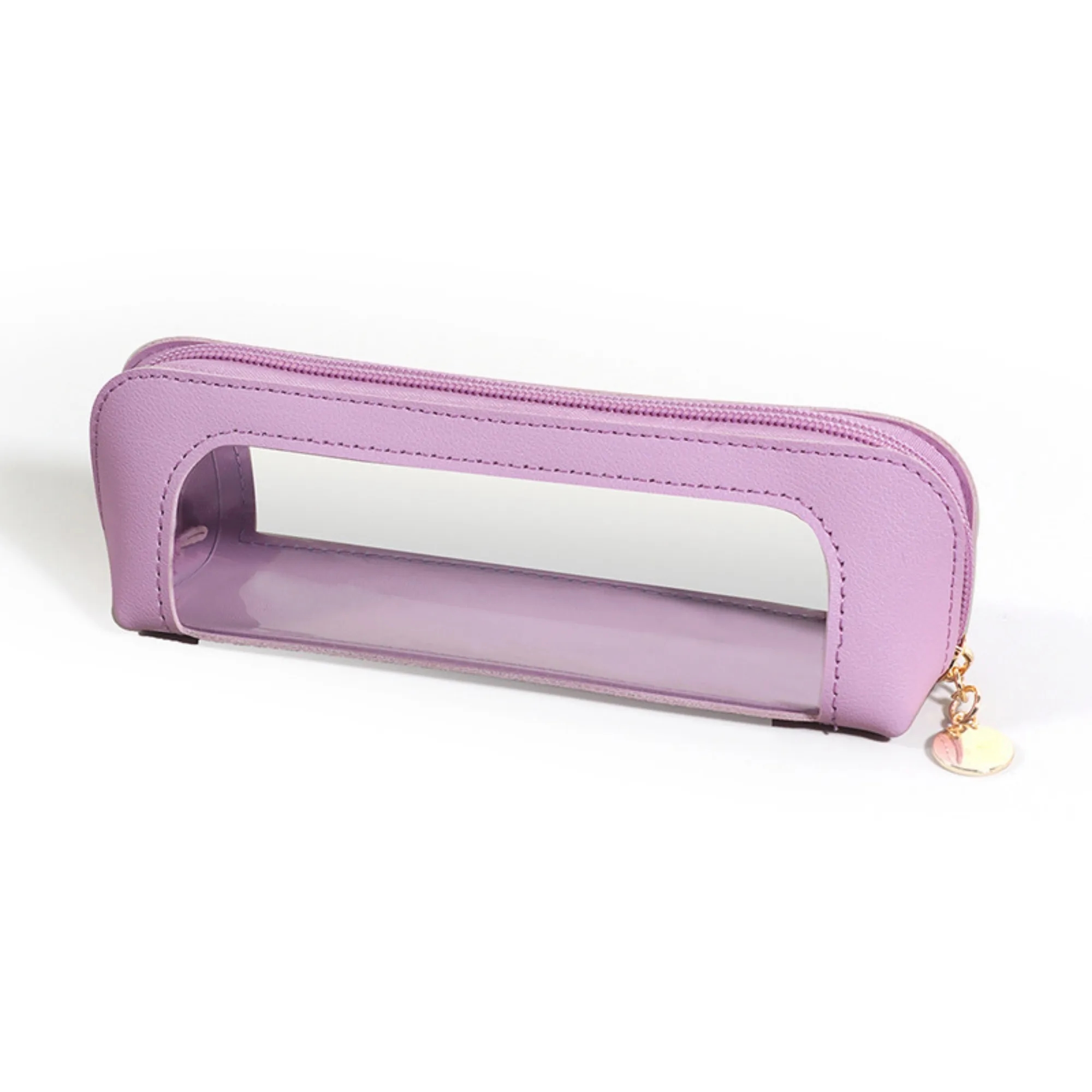 Pencil Case Cosmetic Pouch PU Leather Transparent Pen Bag 8