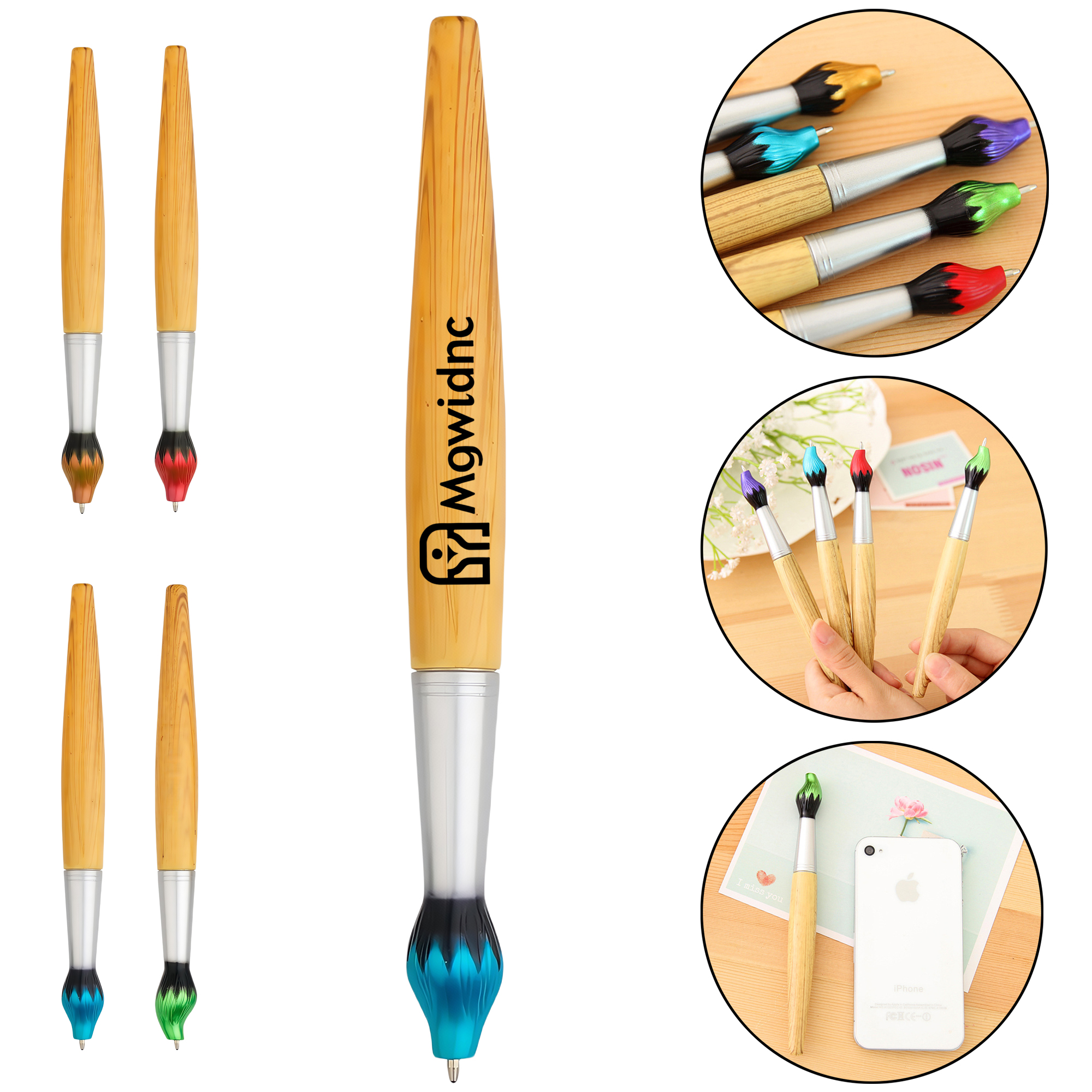 Creative Calligraphy Style Ballpoint Pen with Wood Grain Twist Design - Smooth Writing