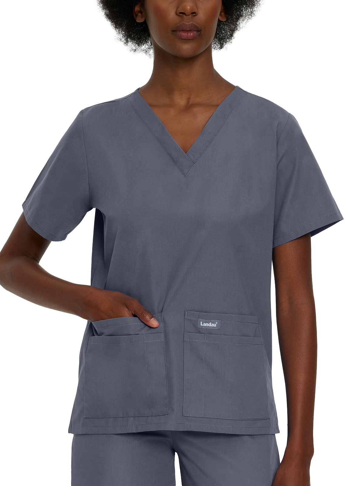 Landau - Essentials - Women's Four-Pocket Durable V-Neck Top 45