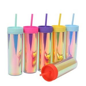 16OZ Double Walled Shiny Tumblers With Straw 1
