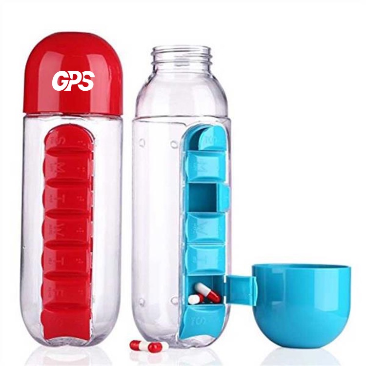Water Bottle W/7 Compartments Pill Box 5