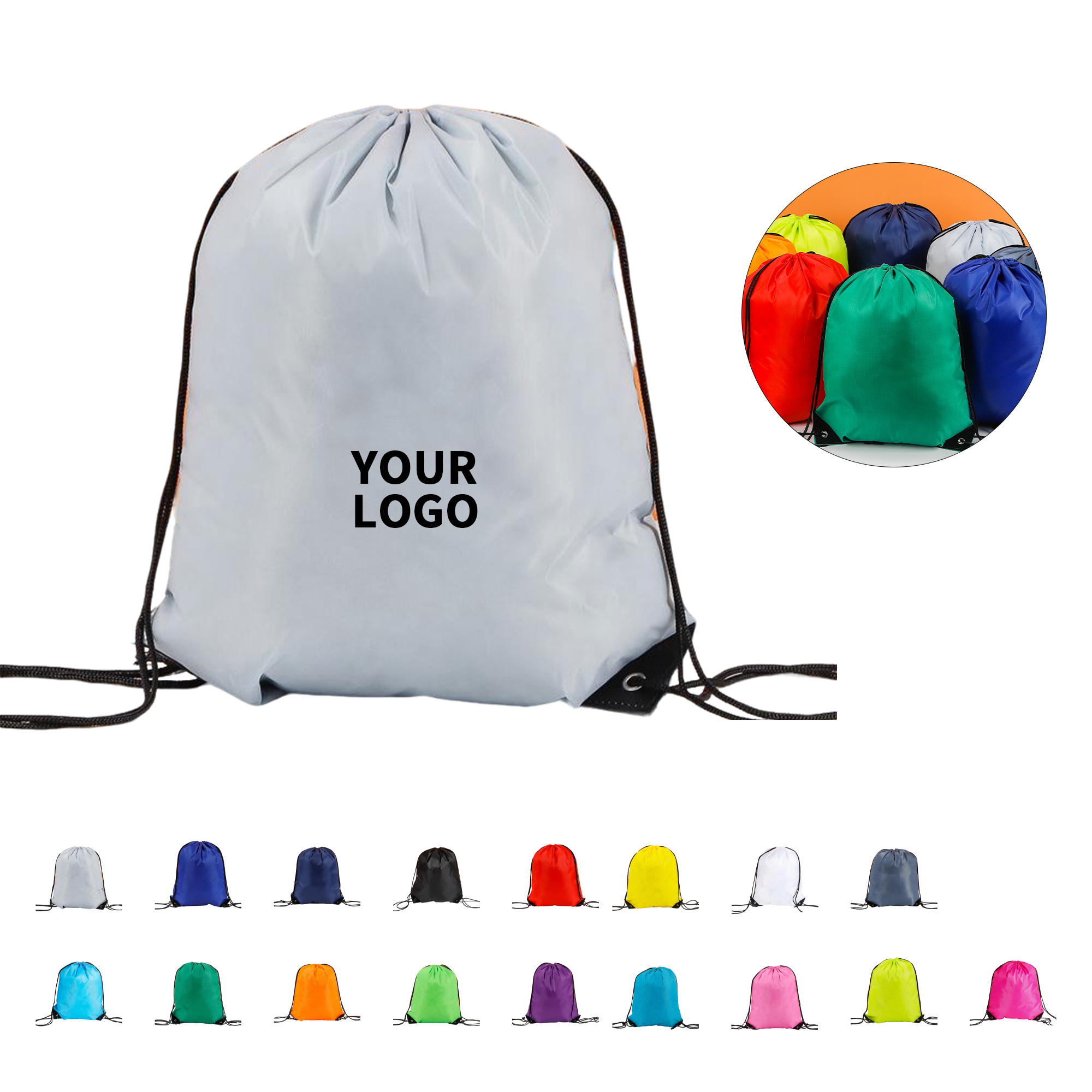 210 Denier Drawstring Sack 13" By 17" With Large Print Zone 7
