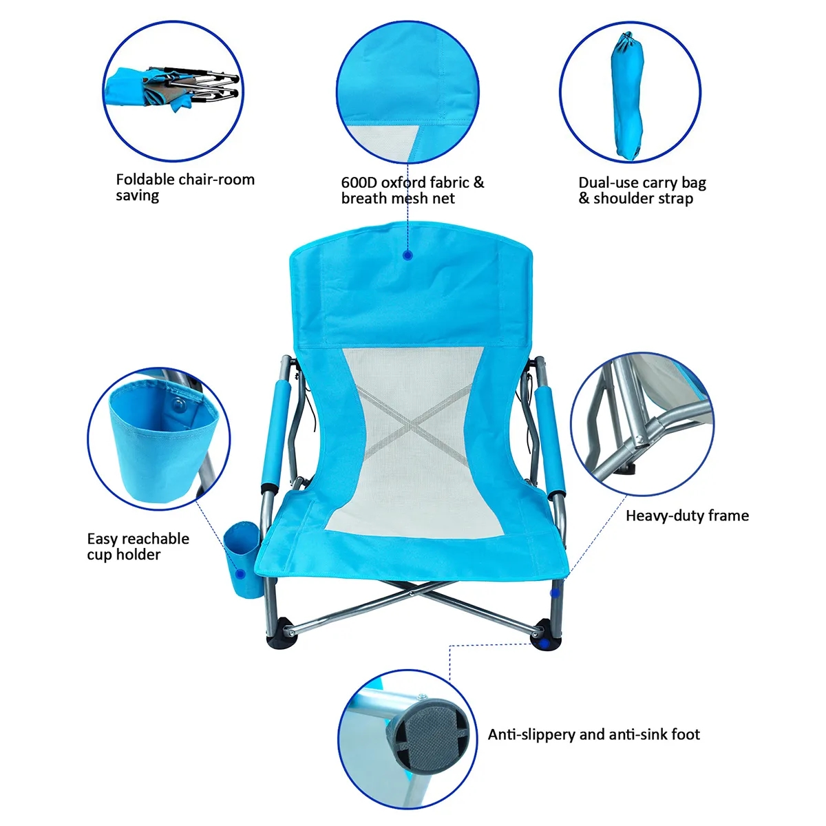 Armrests Folding Portable Beach Chair 5