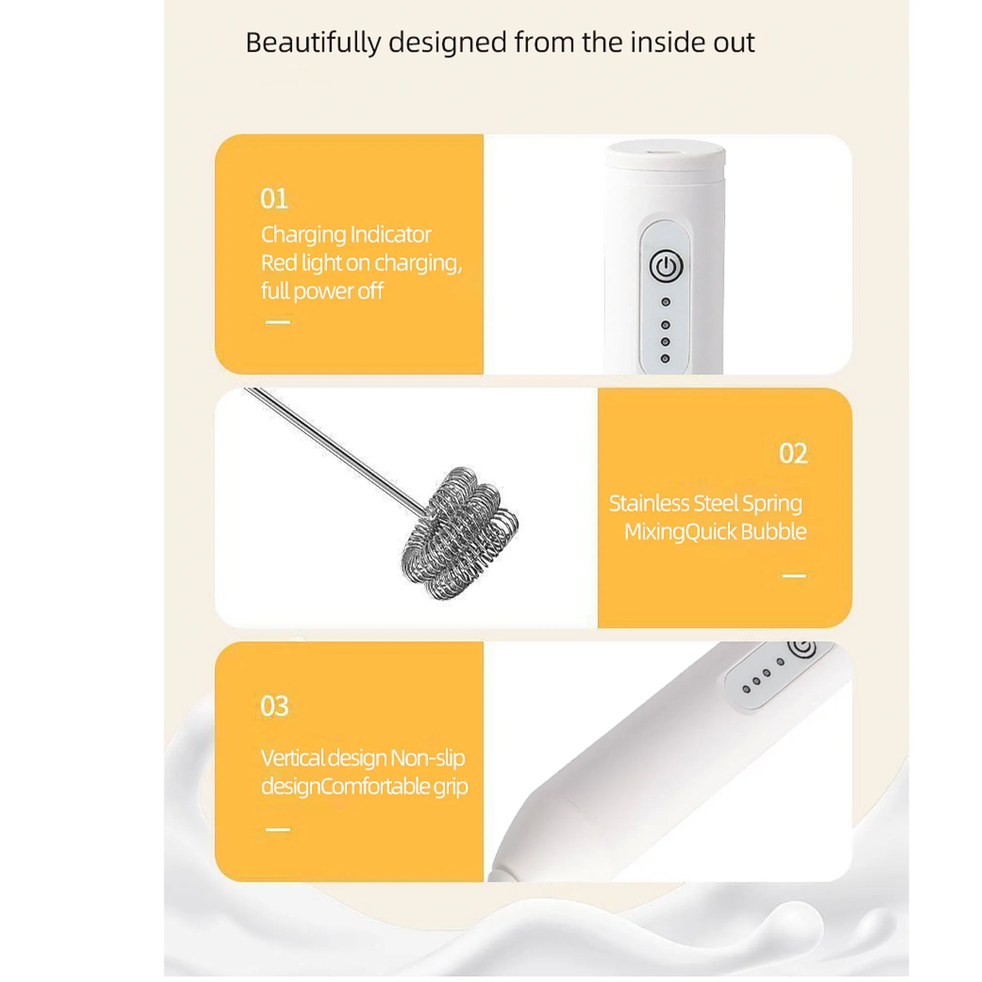 Premium Electric Handheld Milk Frother 4