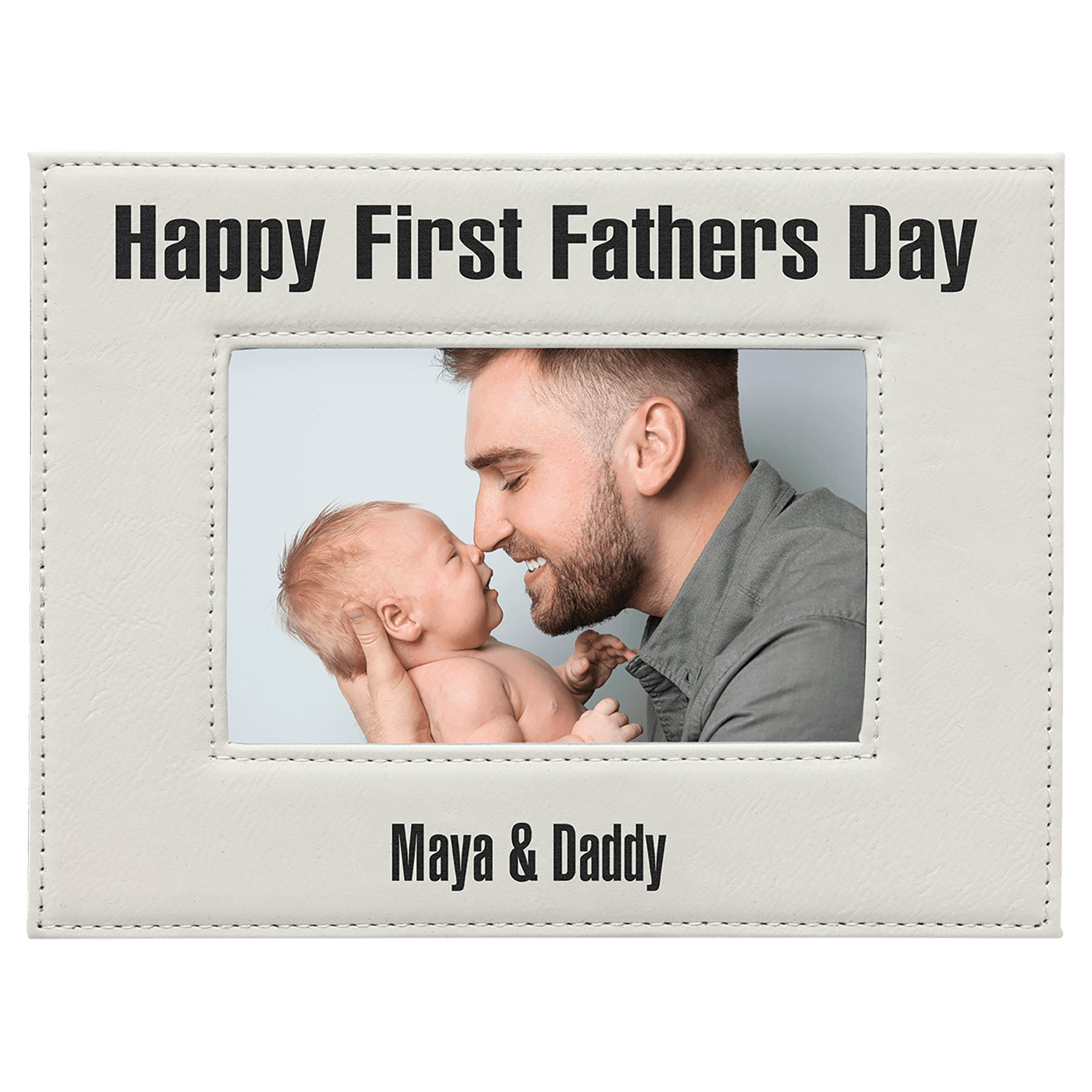 4" x 6" White/Black Leatherette Photo Frame 2