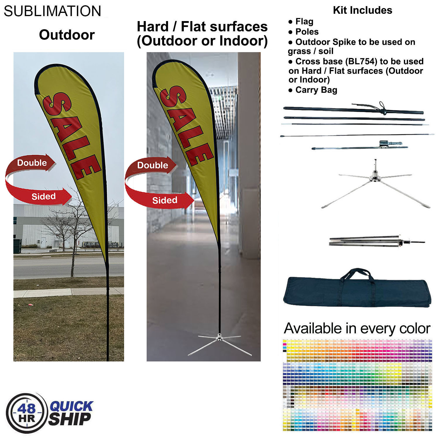 48Hr Quick- 13.5' Large Tear Drop Flag Kit, Full Color Graphic Double Side, Outdoor & Indoor use 9